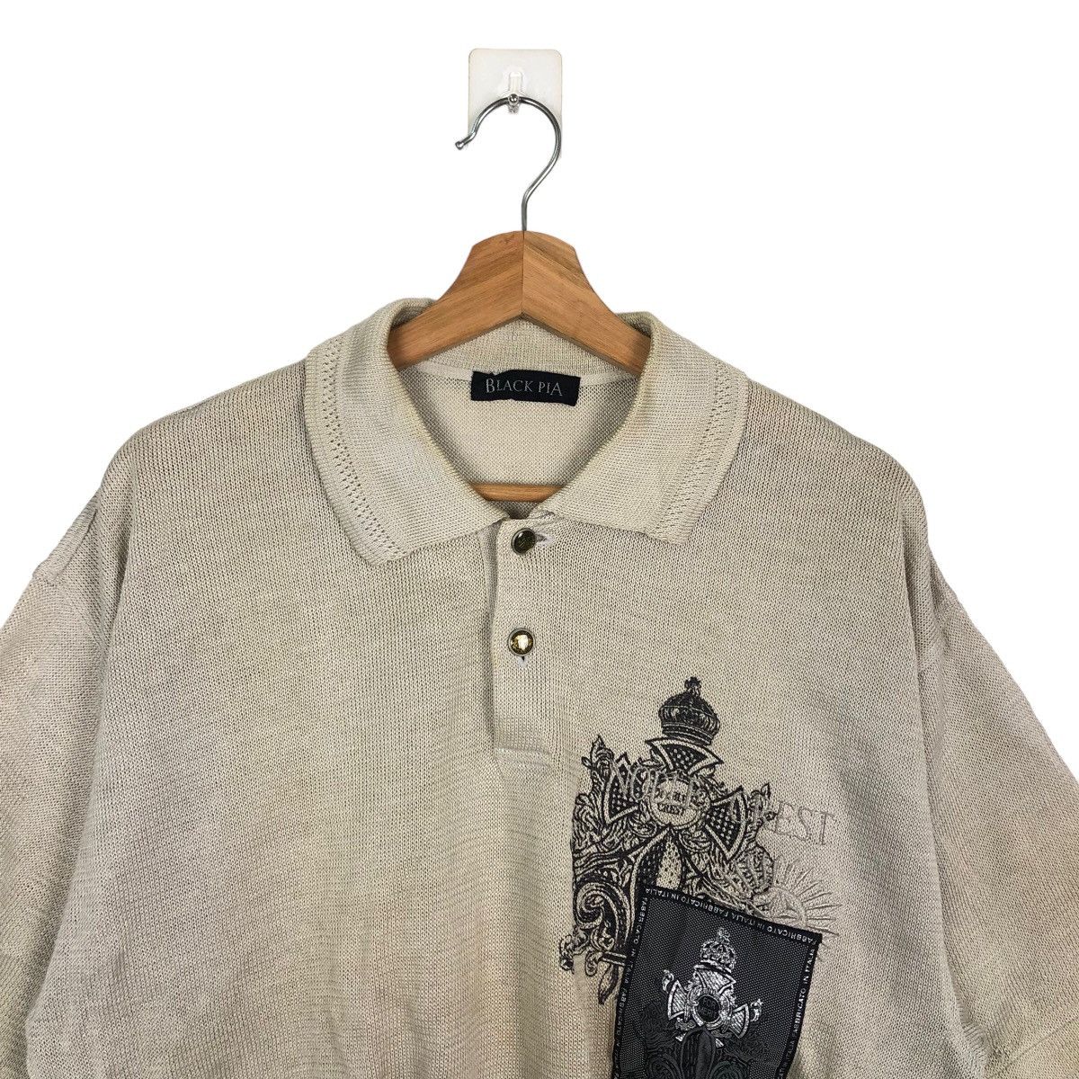Japanese Brand VINTAGE BLACK PIA CROPPED COLLAR SWEATSHIRT COLLAGE BIGLOGO Size US M / EU 48-50 / 2 - 2 Thumbnail