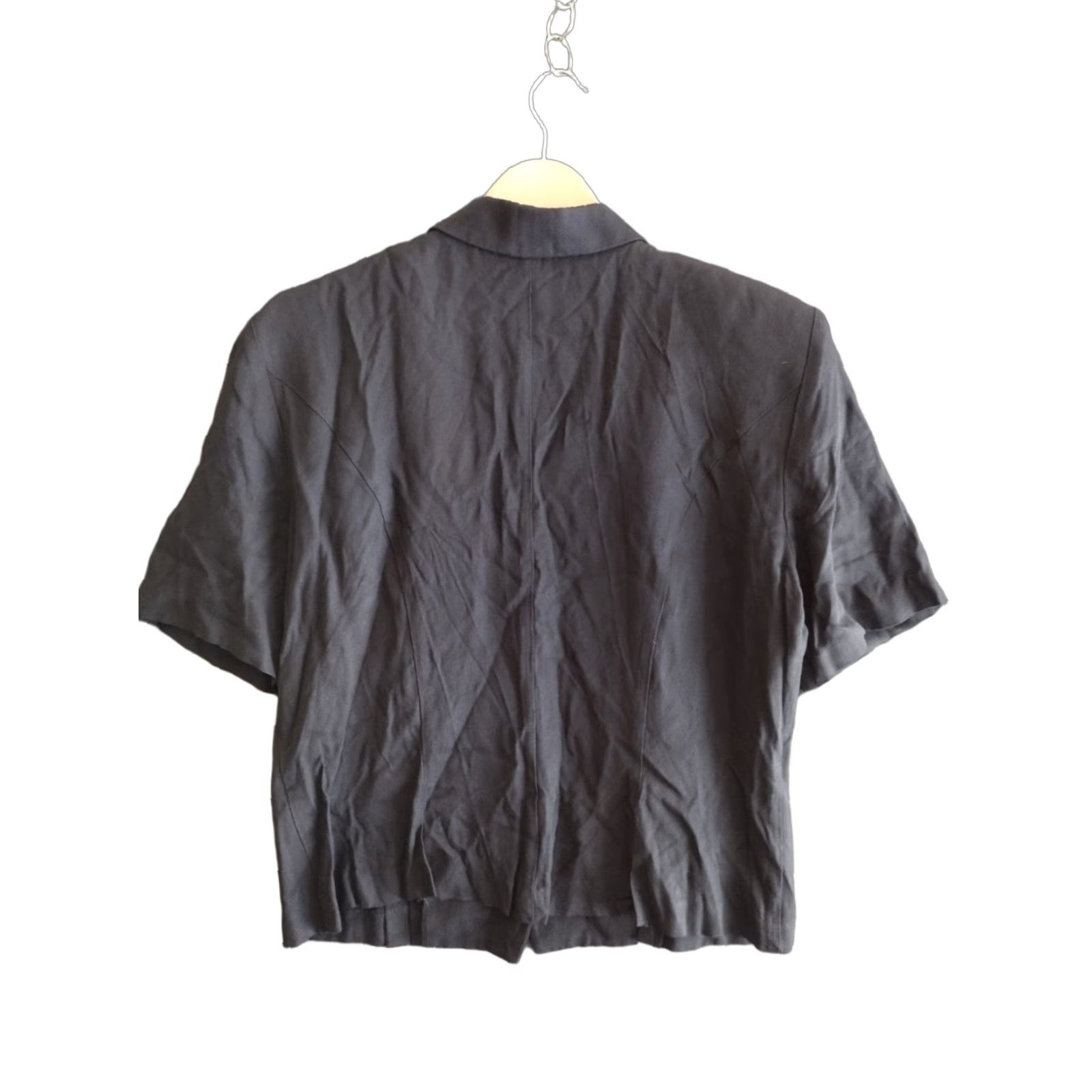 Blair VINTAGE Michael Blair Blouse Short Sleeve Collared Button up Size 18 Black Blended Fabric Plus Size Women 80s Skinner Size XXL / US 16-18 / IT 52-54 - 1 Thumbnail