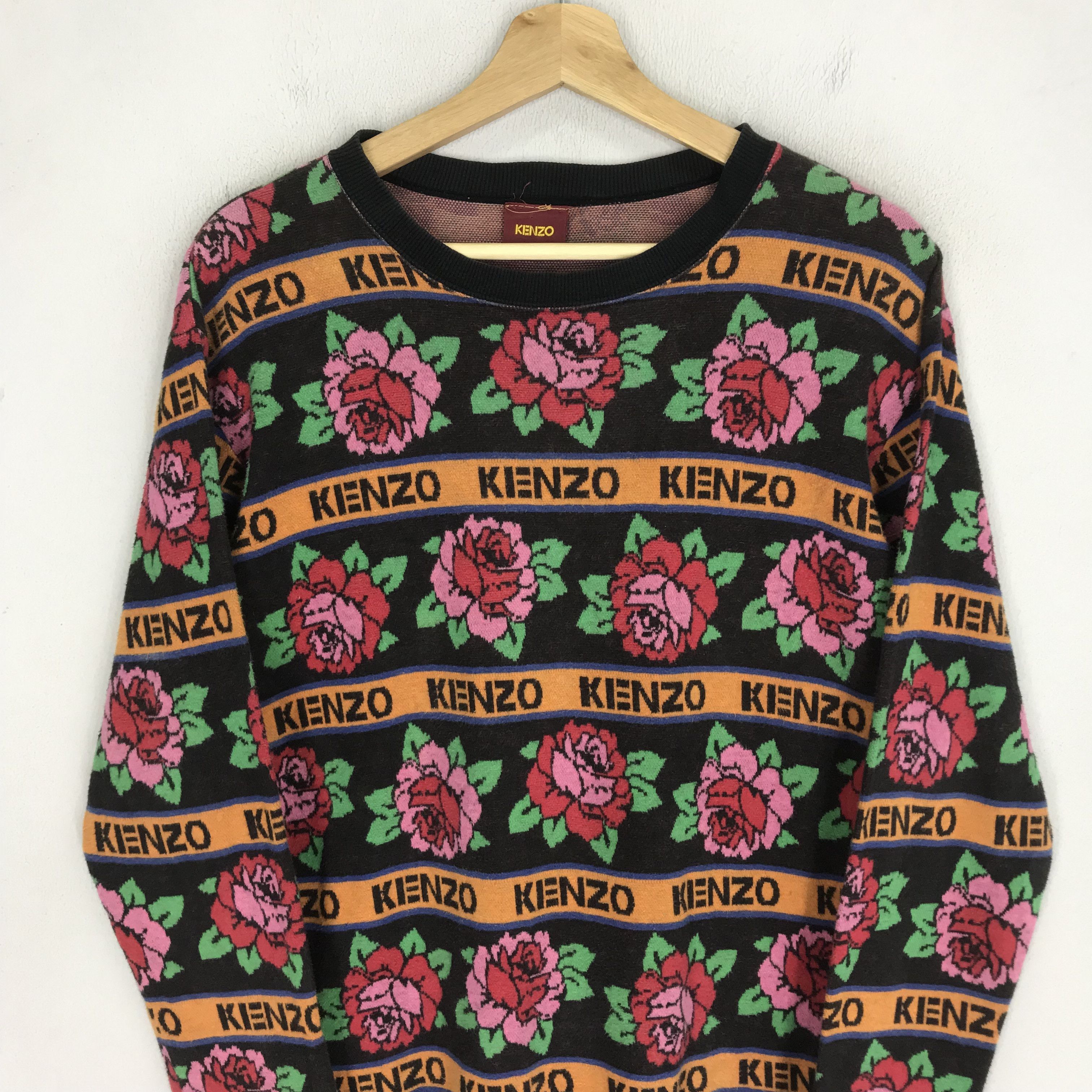 Japanese Brand Vintage Kenzo Jeans Floral Overprinted Sweatshirt Size M / US 6-8 / IT 42-44 - 3 Thumbnail