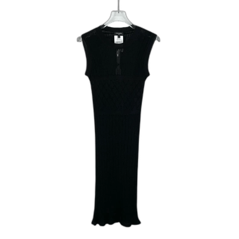 Chanel Chanel Sleeveless Black Silk Dress with Logo -2505 Size 35" - 1 Thumbnail