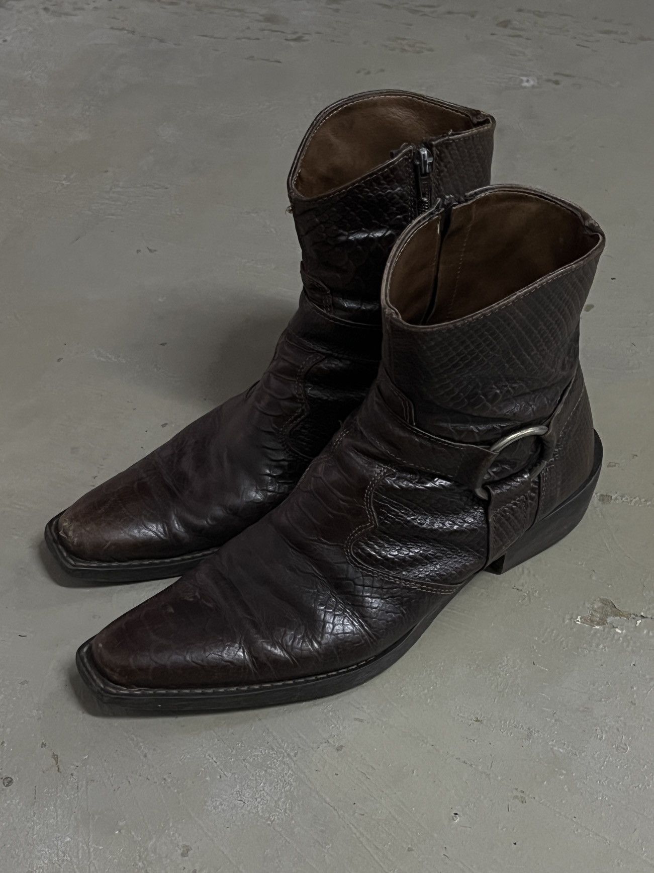 Hedi Slimane Leather Python Harness Boots Saint Laurent Wyatt Inspired Size US 9 / EU 42 - 4 Thumbnail