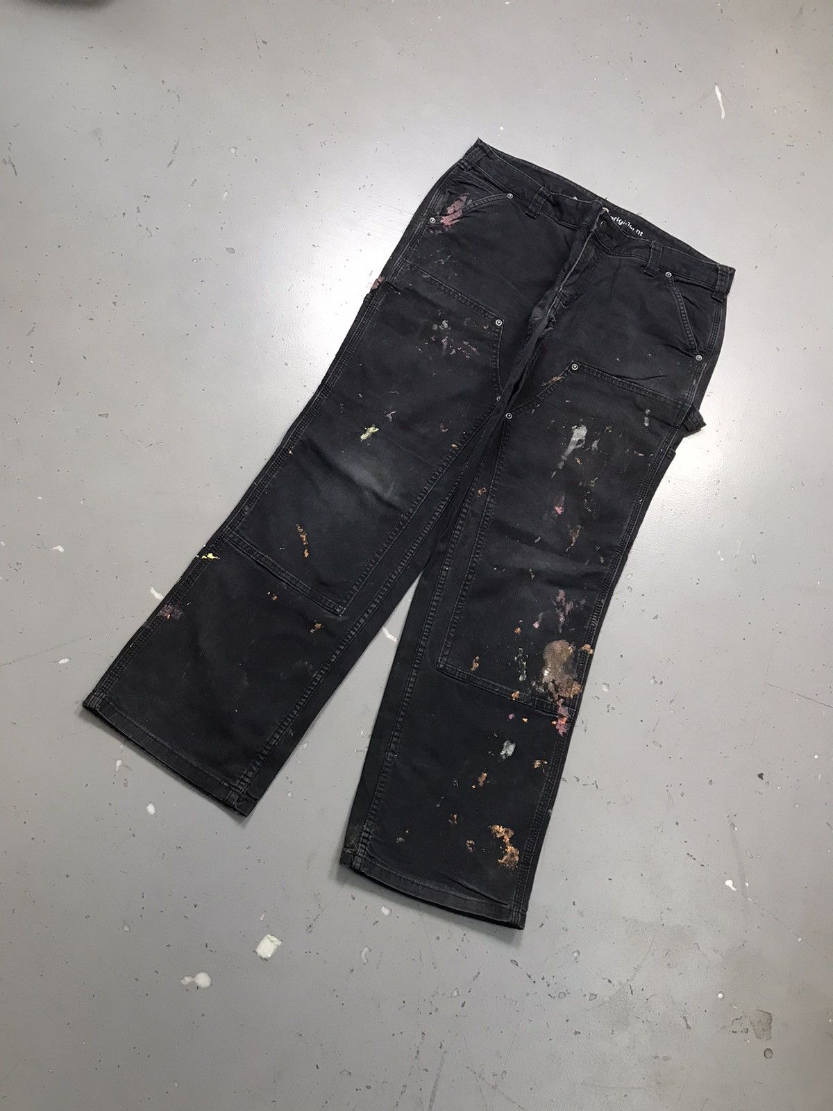 Carhartt Vintage Carhartt double knee paint splatter workwear denim Size US 35 - 3 Thumbnail