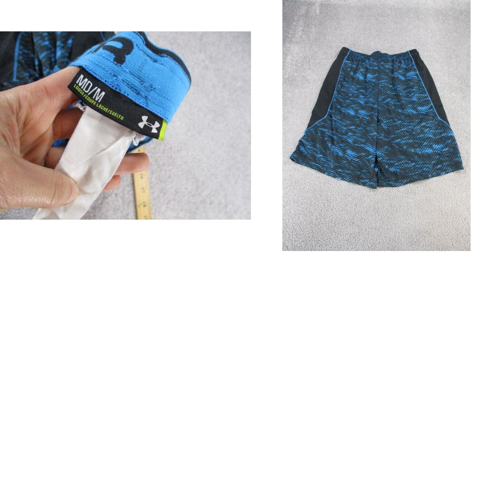 Under Armour Under Armour Shorts Mens M Blue Lightweight Basketball Athletic Level Regular Hidden Linerless Abstract Pattern Size US 31 - 8 Thumbnail