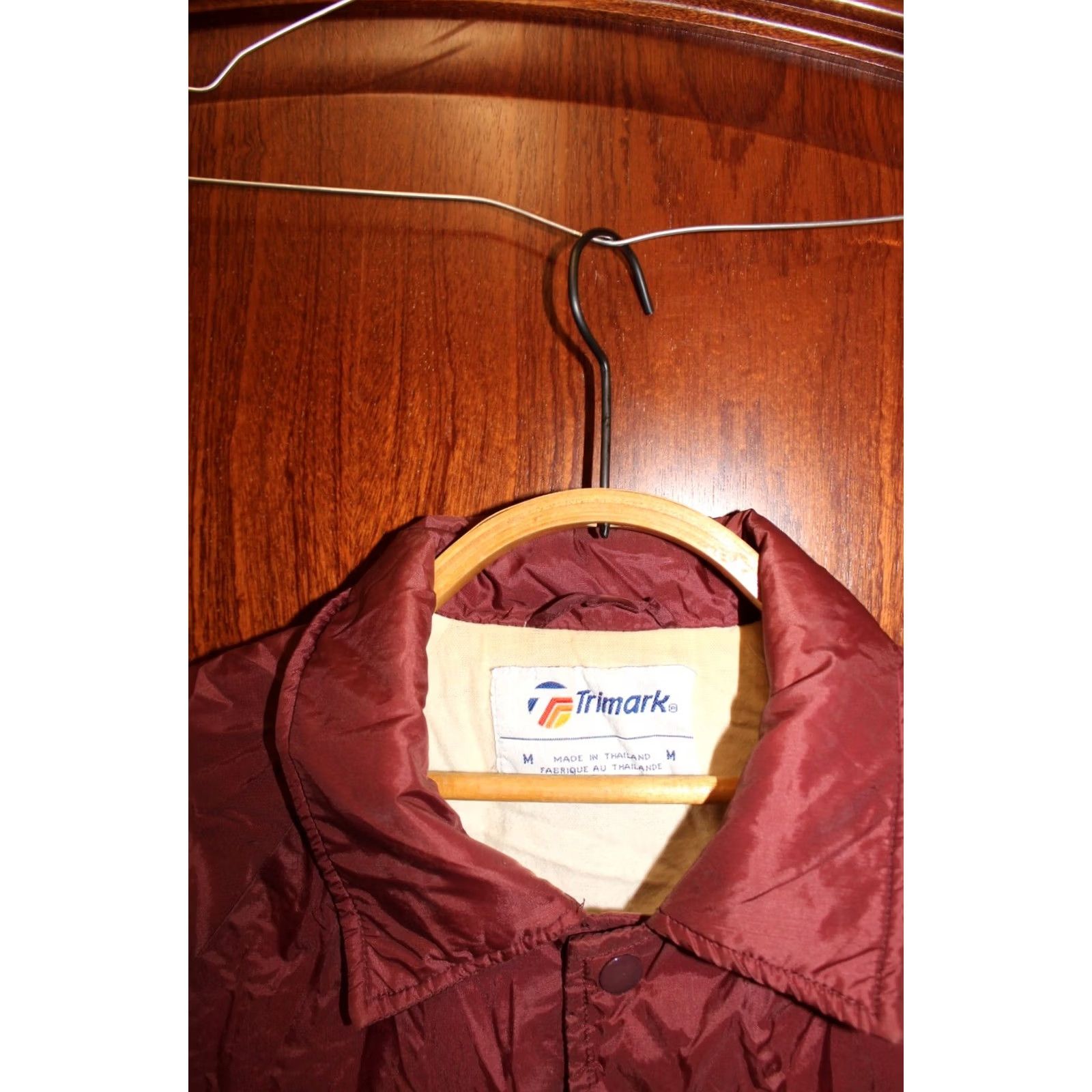 Primark VINTAGE Trimak Bomber Jacket Men M Cherry 1980s North Hastings Huskies Bomber Jacket Size US M / EU 48-50 / 2 - 3 Thumbnail