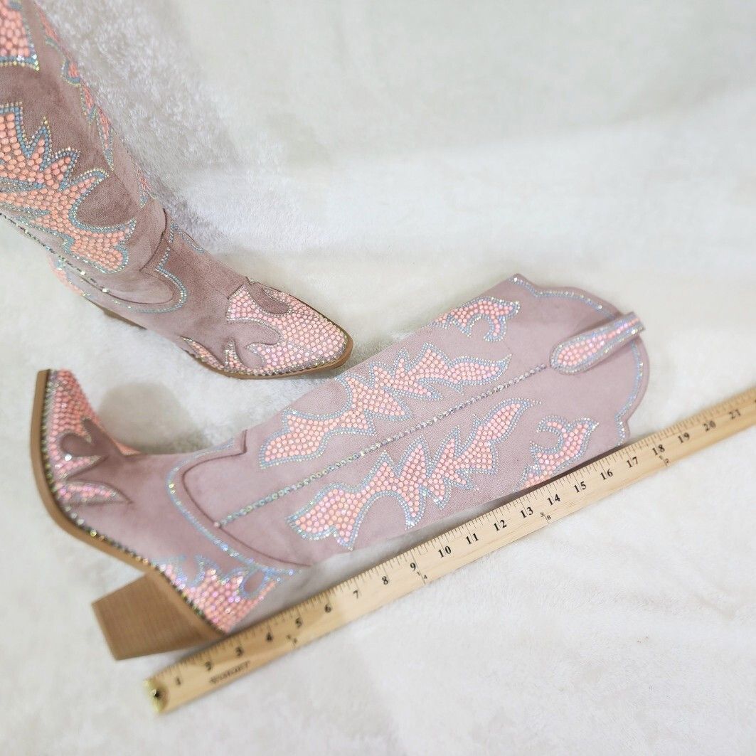 Other Sparks Country Western Cowgirl Knee Boots Dazzleing Iridesce Size US 10 / IT 40 - 9 Thumbnail
