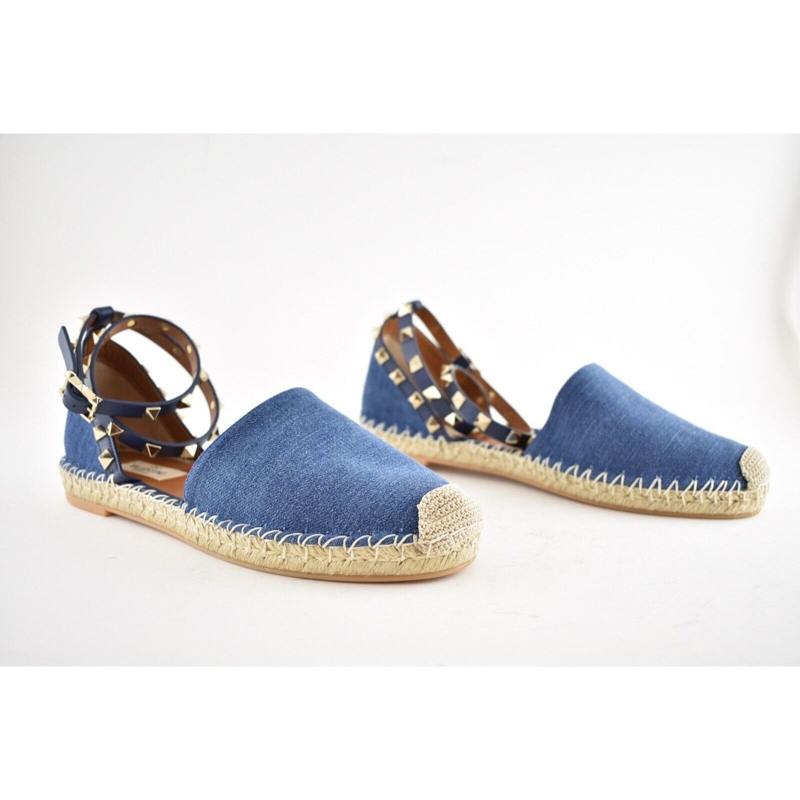 Valentino Valentino Rockstud Blue Denim Jean Wrap Around Ankle Size US 9 / IT 39 - 4 Thumbnail