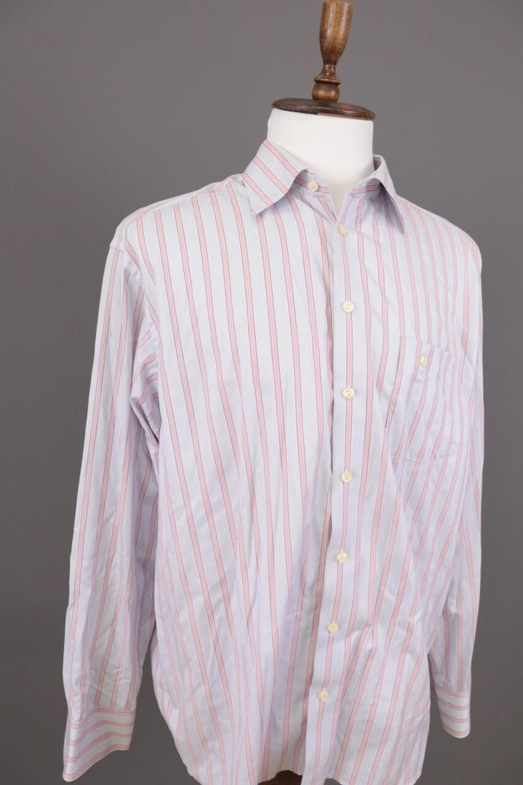 Eton Eton Wrinklefree Cotton Blue Stripe Shirt Size 45 / 17 3/4 Size US M / EU 48-50 / 2 - 5 Thumbnail