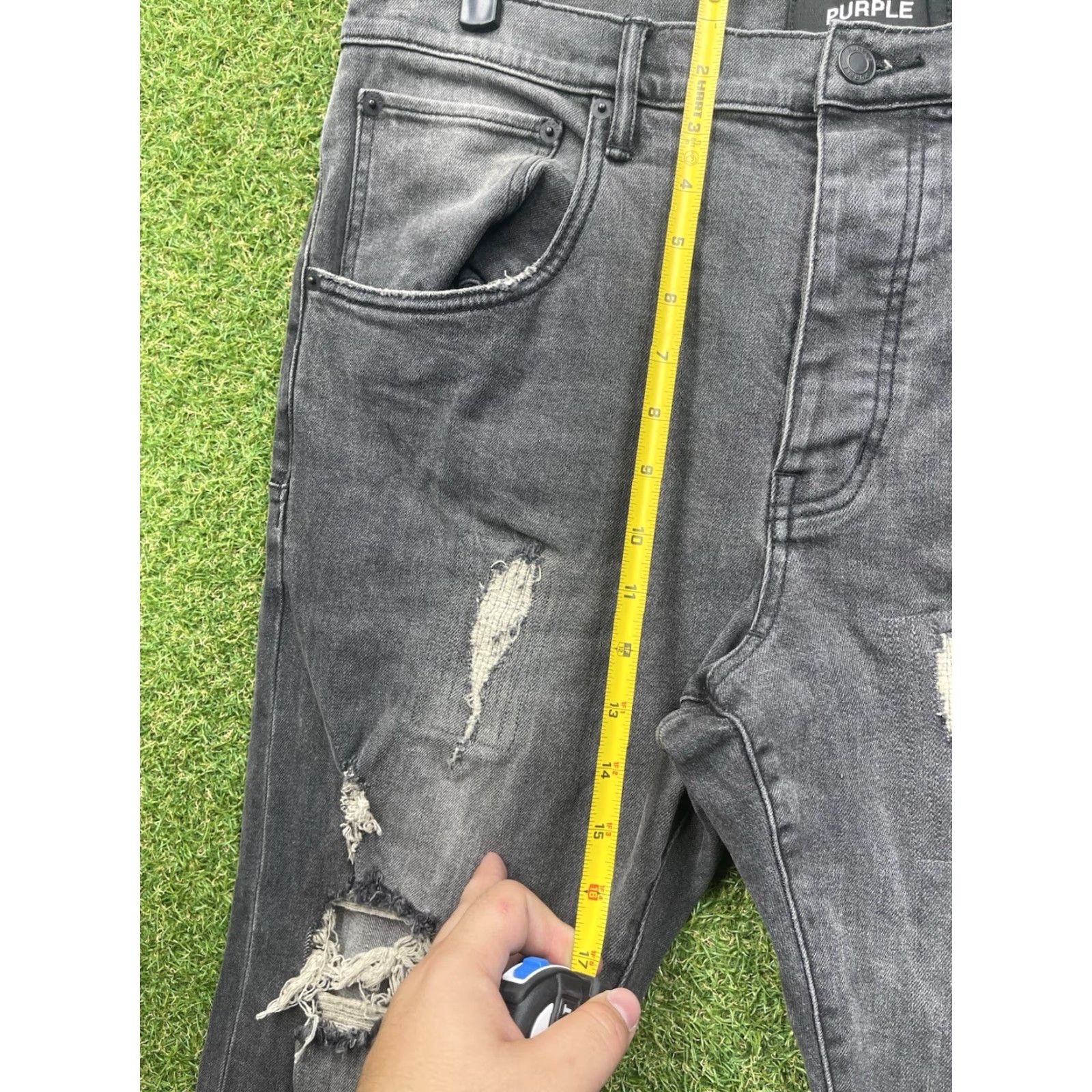 J Brand Purple Brand Jeans Slim Fit Mens 34x33 Black Distressed Stretch Size US 34 / EU 50 - 4 Thumbnail