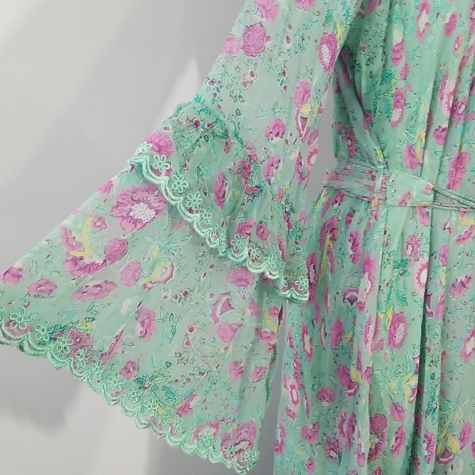 Hemant & Nandita NWT Hemant & Nandita Hera Long Green Floral Dress Size M / US 6-8 / IT 42-44 - 8 Thumbnail