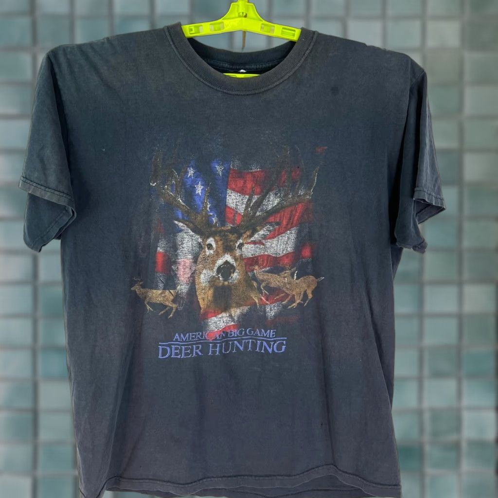 Vintage American Big Game Deer Hunting Shirt Mens XL Black T-Shirt Size US XL / EU 56 / 4 - 1 Thumbnail