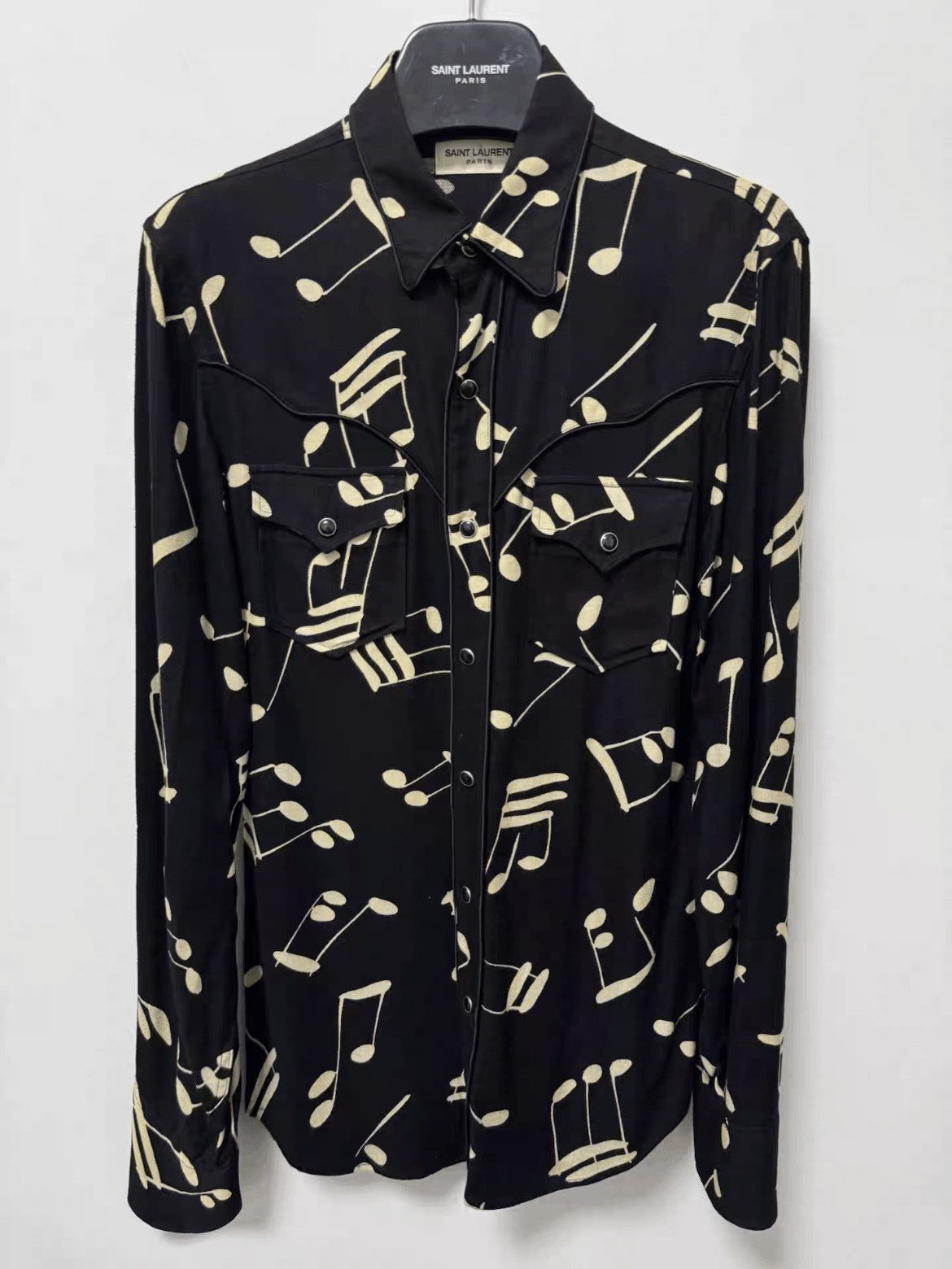 Saint Laurent Paris Saint Laurent Paris by Hedi 16AW Musical Letter Shirt-2508 Size US S / EU 44-46 / 1 - 1 Thumbnail