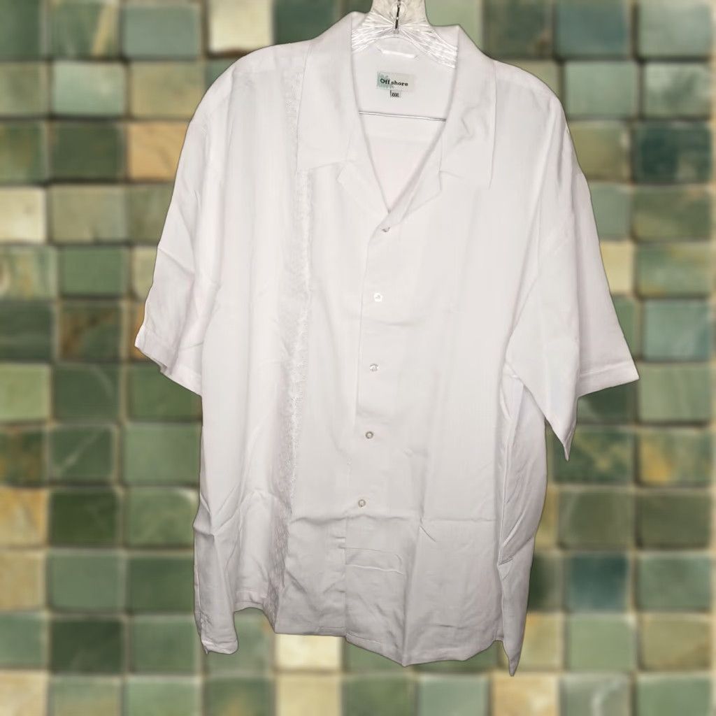 Vintage VINTAGE Off Shore Mens Short Sleeve White Button-Up 3XL Shirt Men Size US 39 - 1 Thumbnail