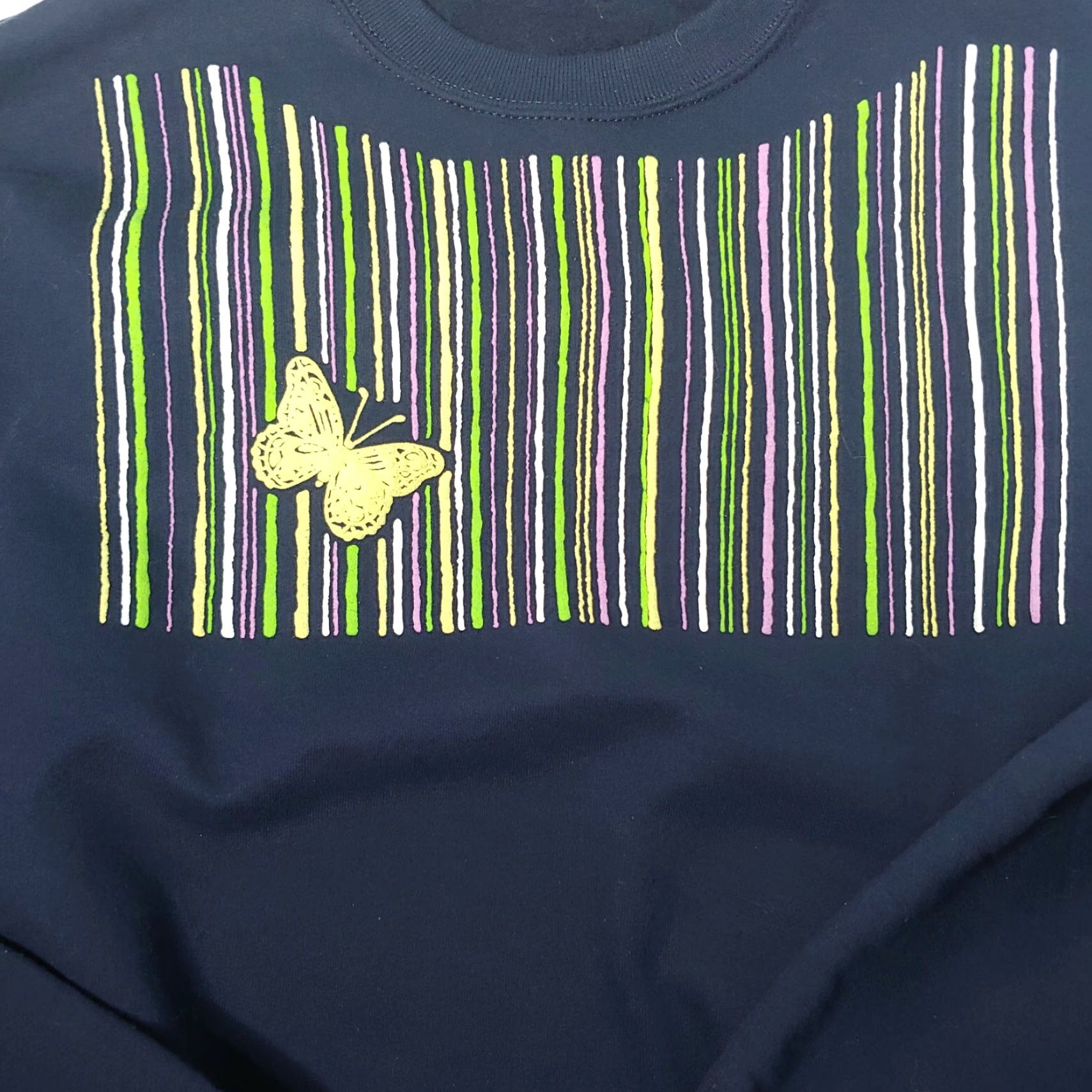 Jerzees VINTAGE 1990s Sweatshirt Women L Blue Butterfly Nature Cottagecore JERZEES Crew Neck Knit Pullover Size L / US 10 / IT 46 - 3 Thumbnail