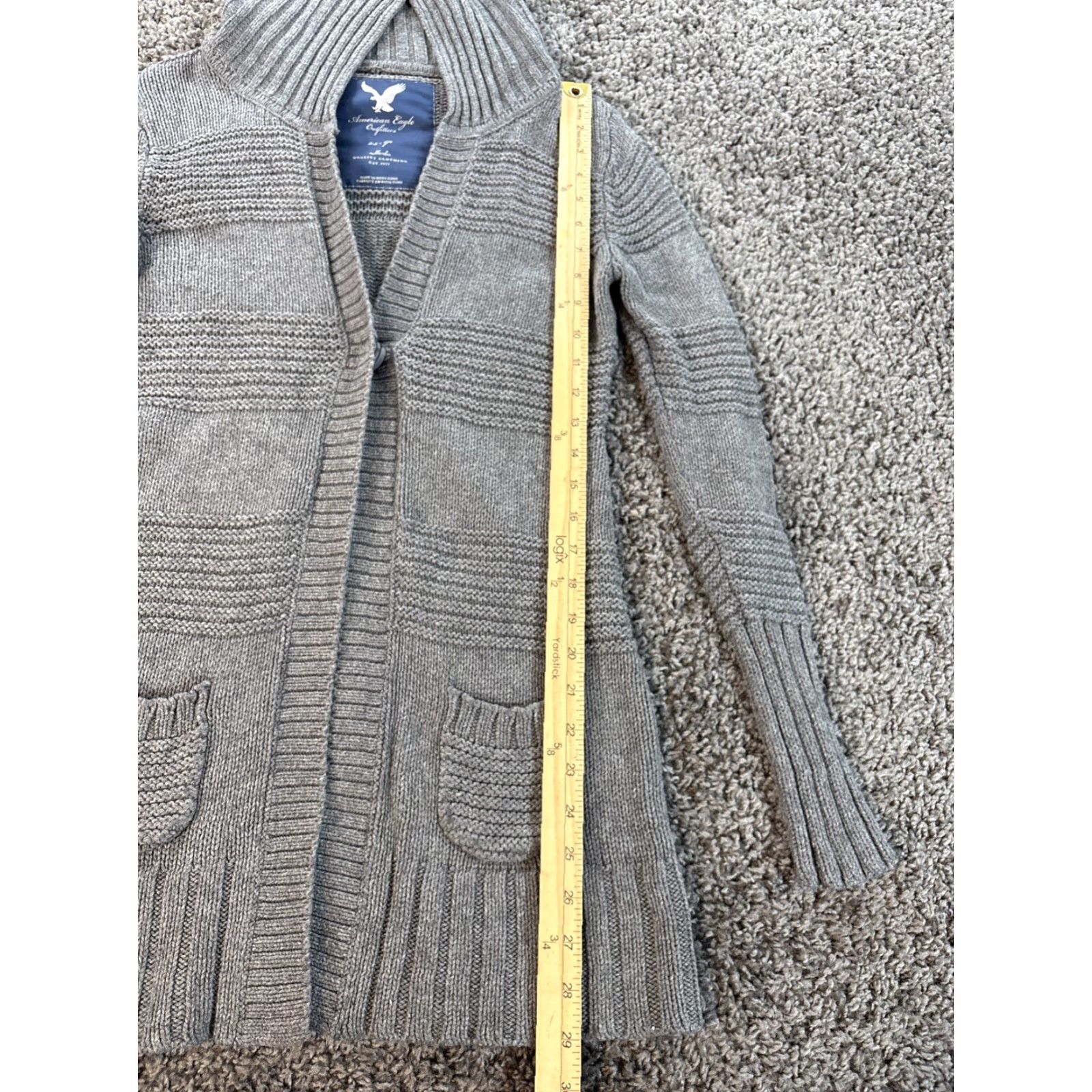 American Eagle Outfitters VINTAGE American Eagle Outfitters Cardigan Sweater Womens XS Gray Chunky-Knit V-Neck Long Sleeve ESP Bellaswan Y2K Size XS / US 0-2 / IT 36-38 - 2 Thumbnail