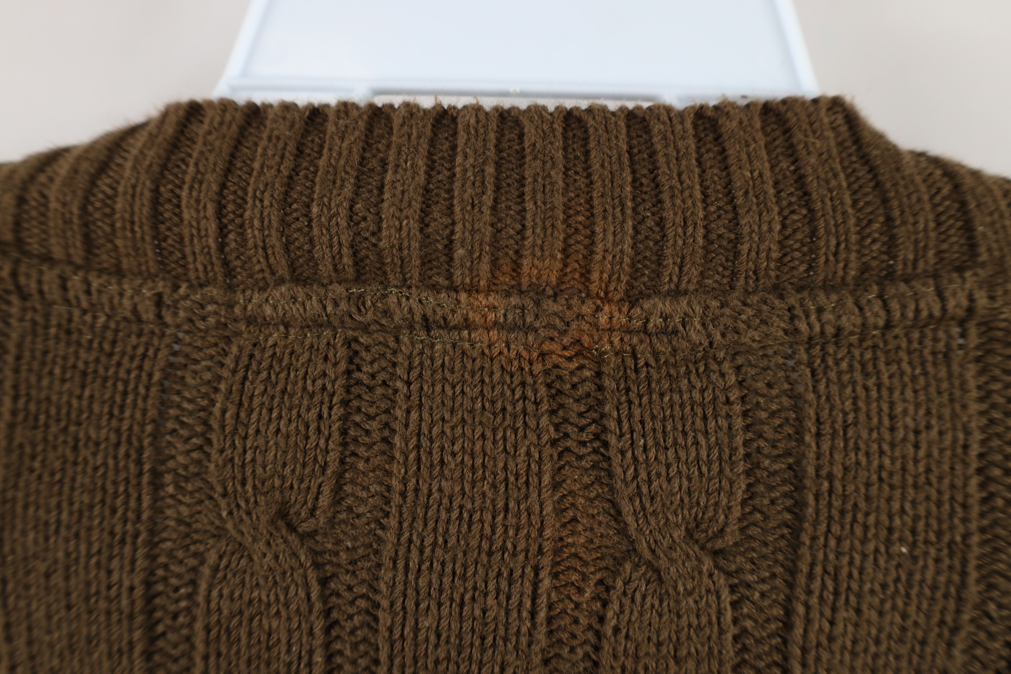 Vintage Vintage 90s Streetwear Faded Chunky Cable Knit Sweater Brown Size US XXL / EU 58 / 5 - 6 Thumbnail