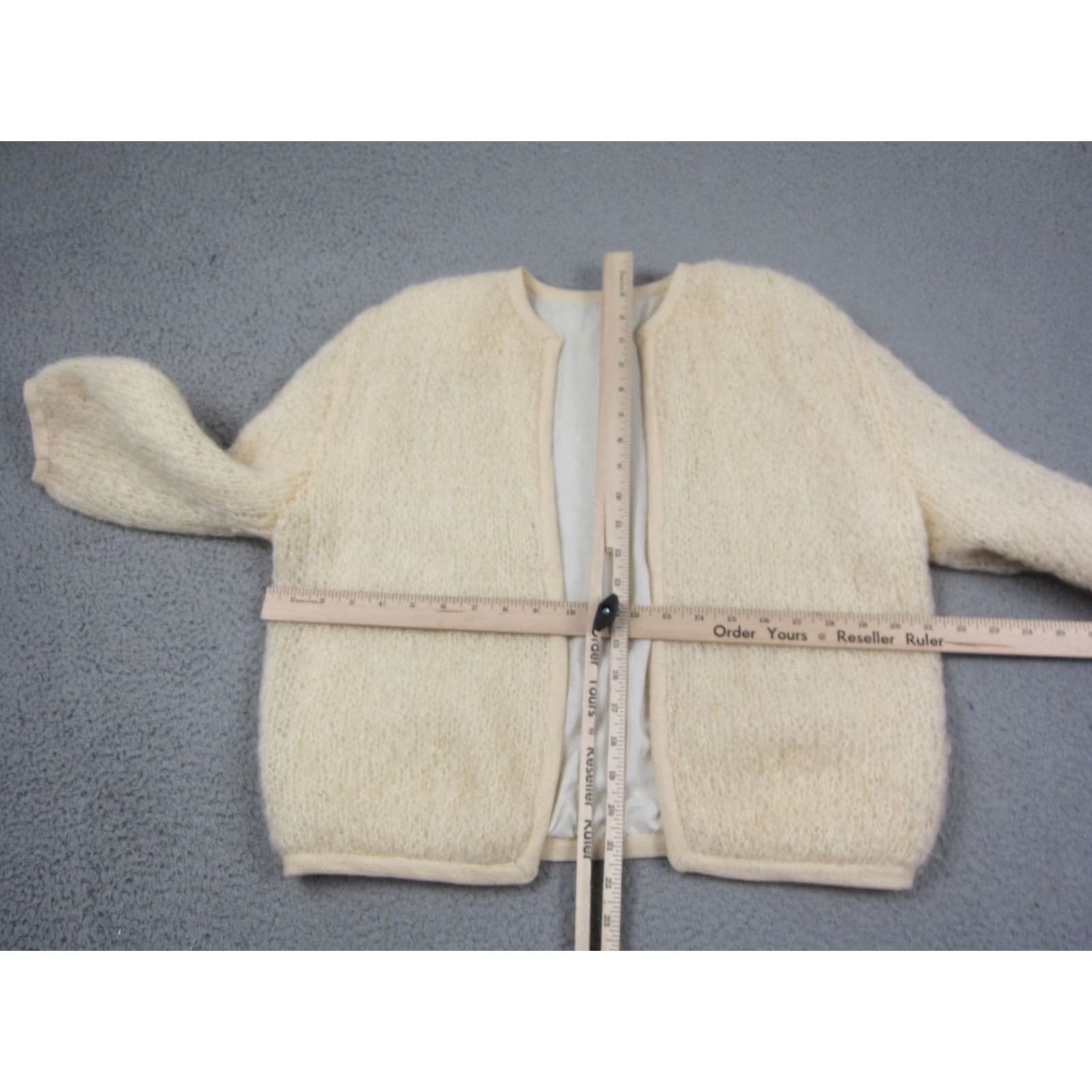 Vintage VINTAGE Creme Mohair Cardigan Womens XL Boucle Knit Open Front 70s Sweater Size XL / US 12-14 / IT 48-50 - 4 Thumbnail