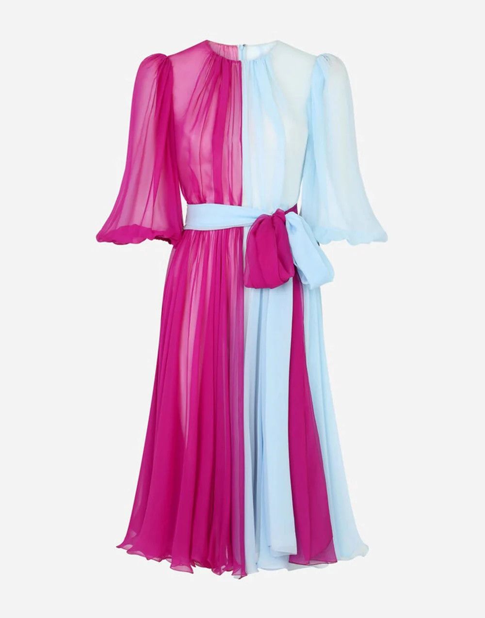 Dolce & Gabbana o1y0825 Midi Dress in Sky Blue/Fuchsia Size L / US 10 / IT 46 - 1 Thumbnail