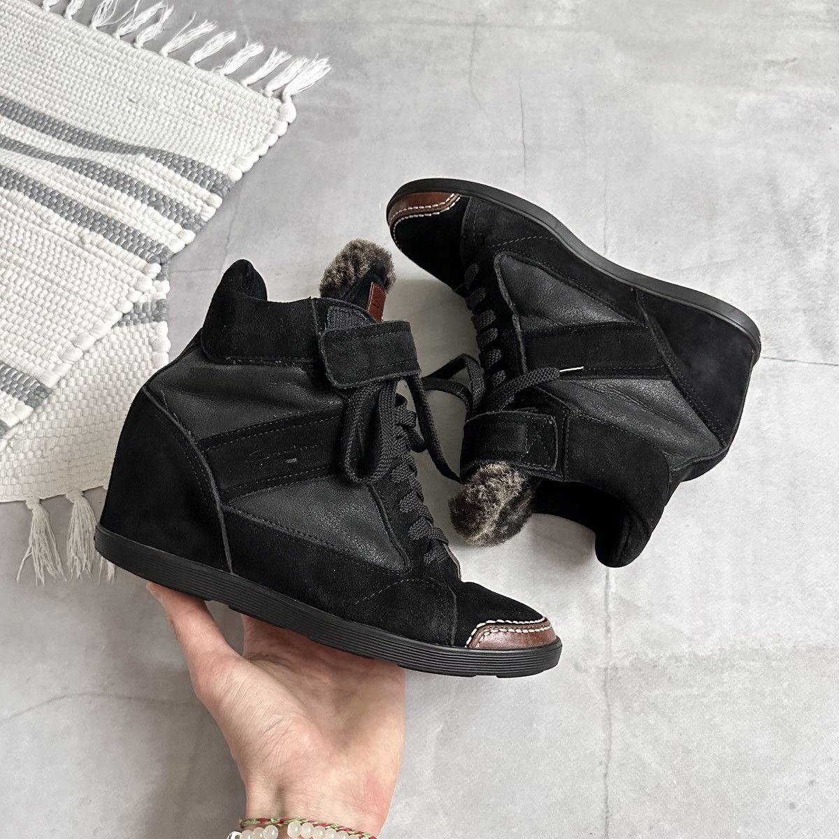 Isabel Marant Santoni Bekett Wedge Suede Fur Sneakers Isabel Marant Style Size US 7.5 / IT 37.5 - 5 Thumbnail