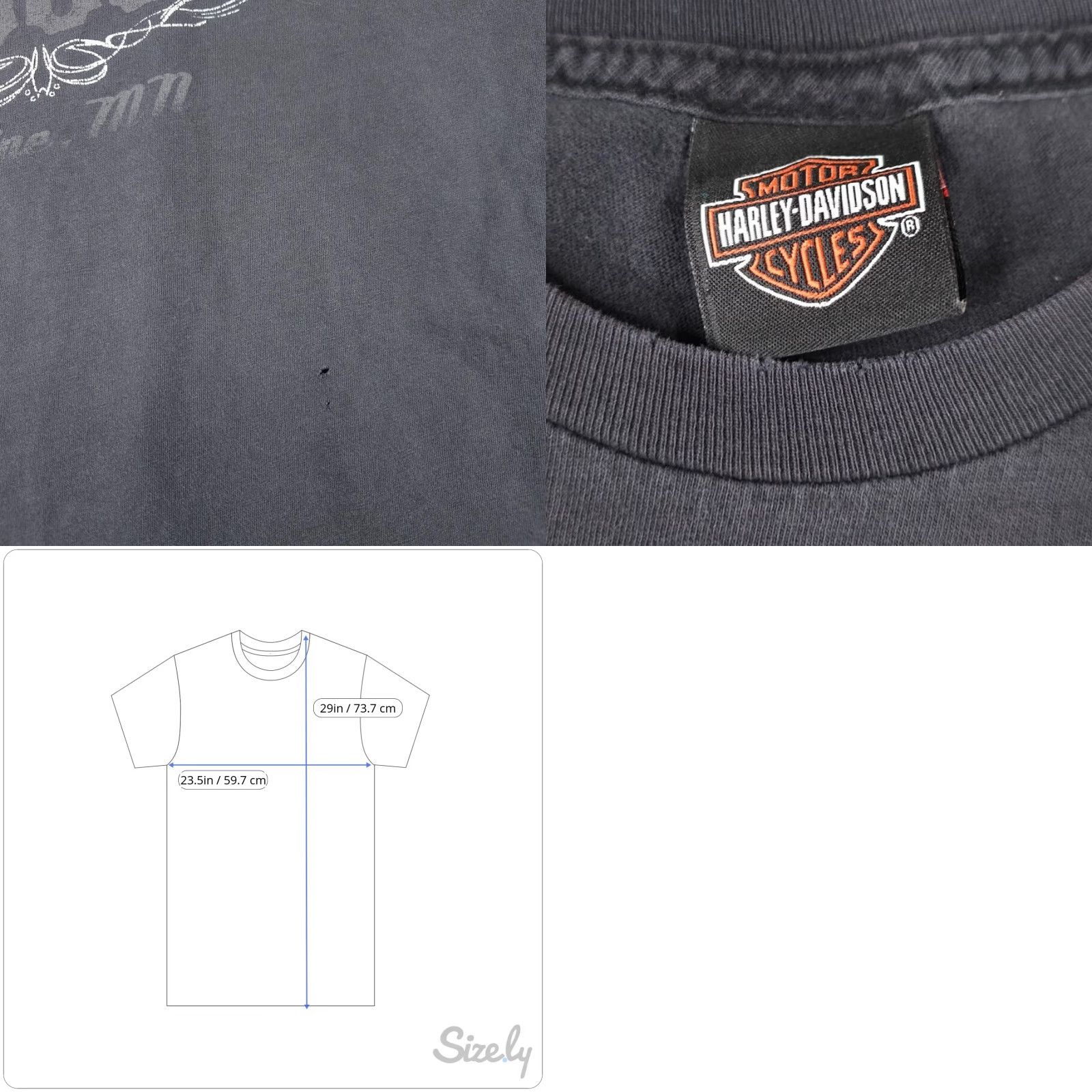 Harley Davidson VINTAGE Harley-Davidson T Shirt Mens XL Black Cotton Crew Neck Short Sleeve Double-Sided 2000s Y2K Twin Cities Blaine Minnesota GPS? Size US XL / EU 56 / 4 - 8 Thumbnail