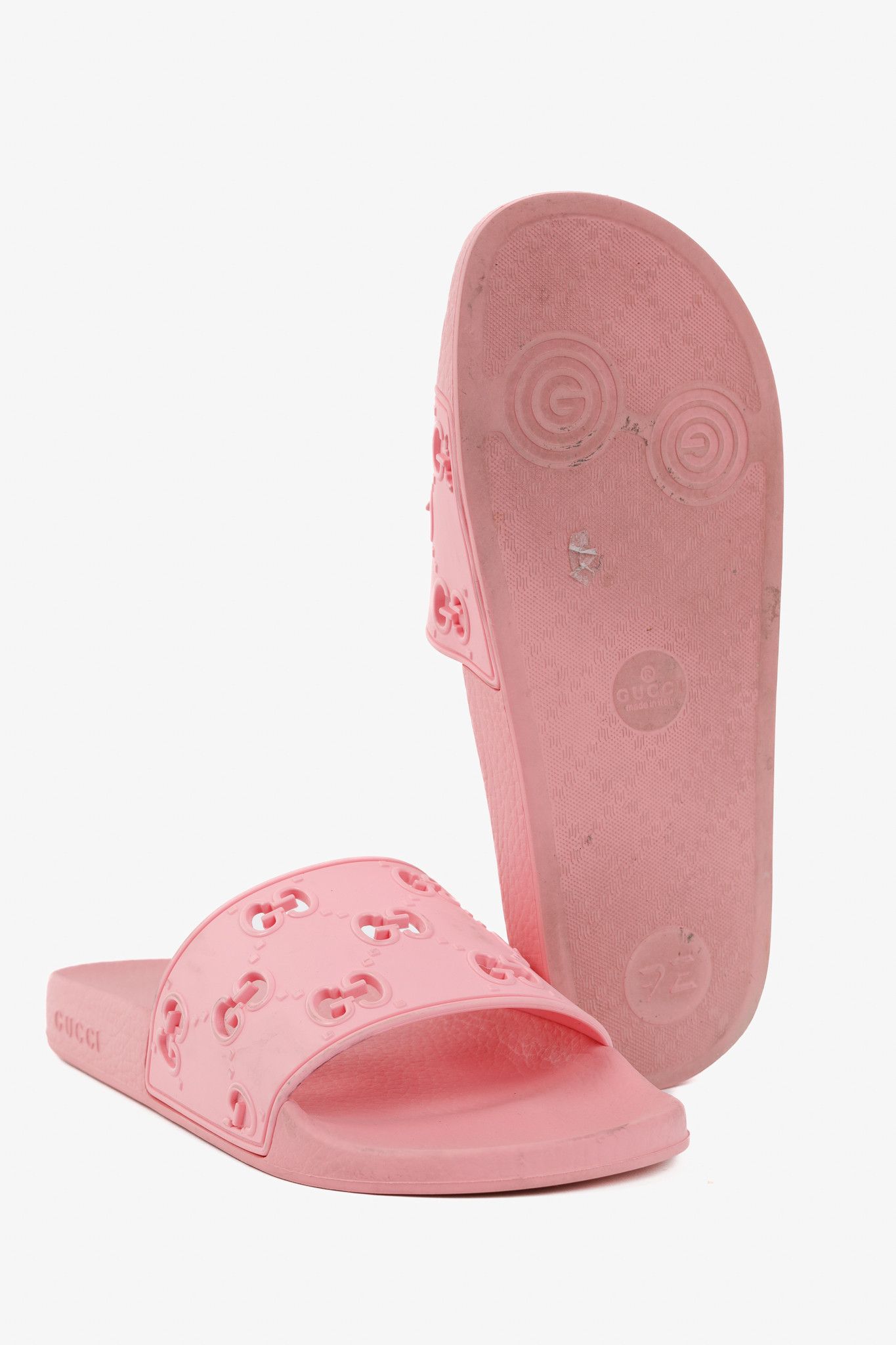 Gucci Gucci Pink Rubber GG Slide Sandals Size US 8.5 / IT 38.5 - 5 Thumbnail
