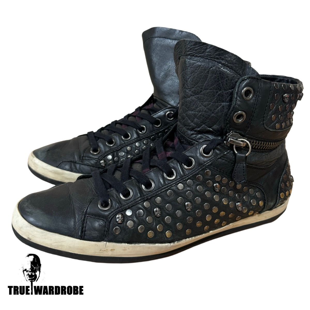 靴 ASH studded high-top sneakers rare ASH ASH Studded Skull High Top Zip Sneakers | Grailed
