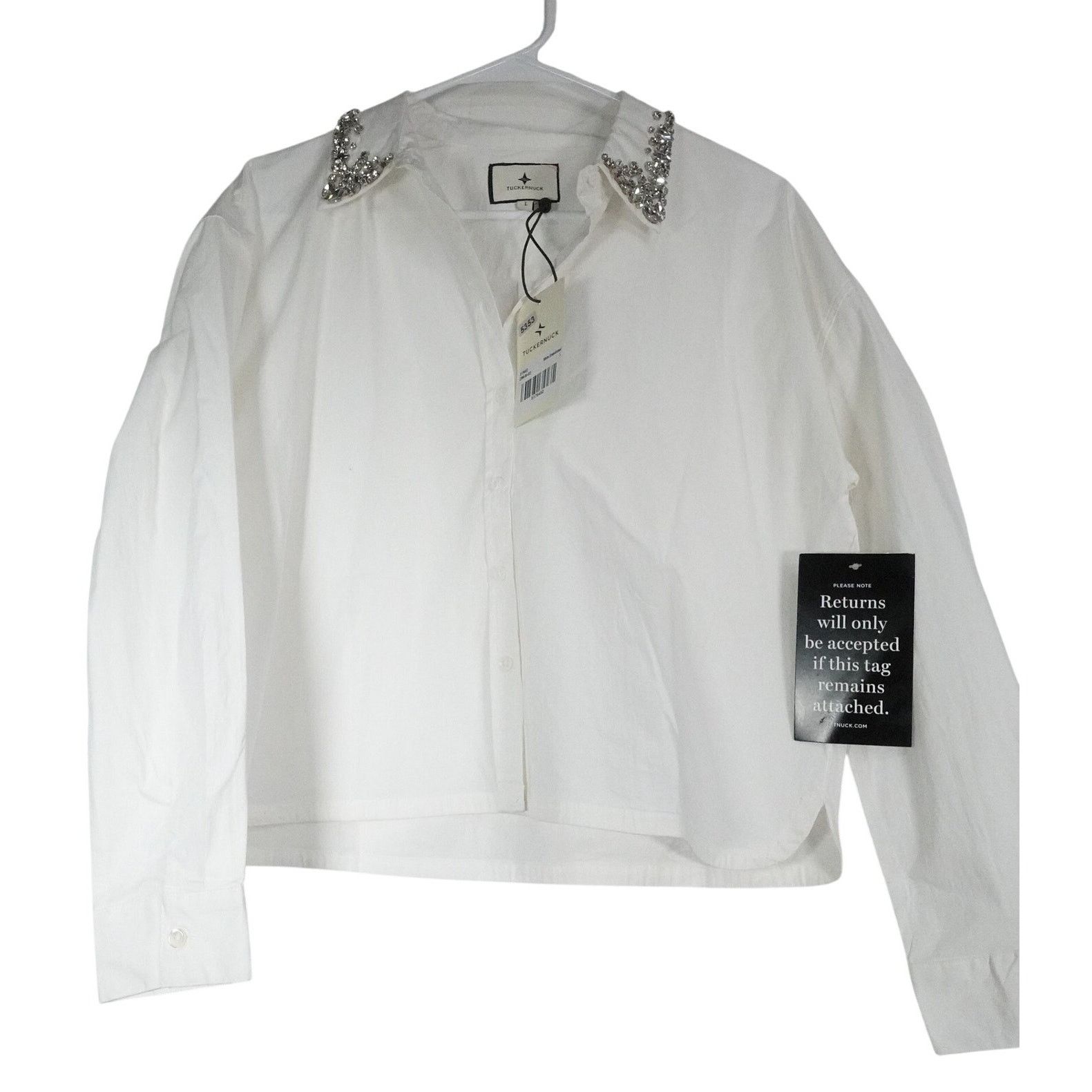 Other EUC Tuckernuck Cropped Jasper Button-Down Blouse Large Size L / US 10 / IT 46 - 5 Thumbnail