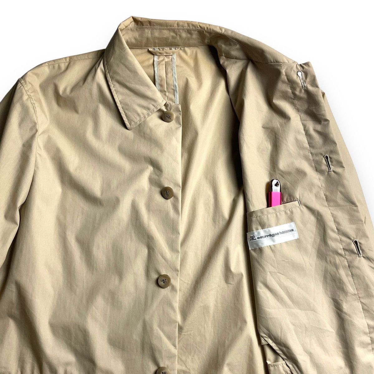 Andre Courreges × Courreges × Vintage COURREGES HOMME PARIS HIDDEN BUTTON UP LONG JACKET Size US L / EU 52-54 / 3 - 7 Thumbnail