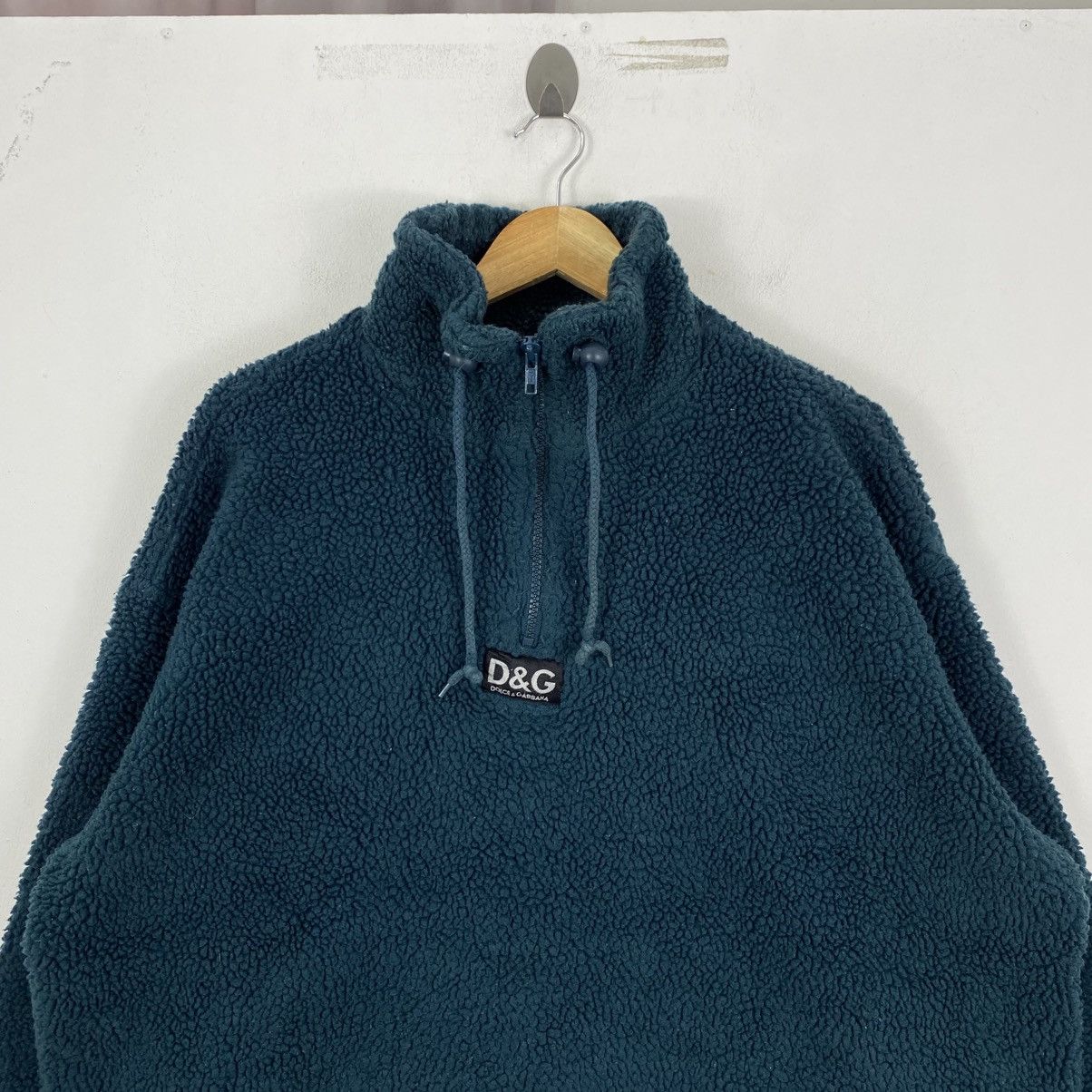 Dolce & Gabbana Vtg D&G Dolce & Gabbana Archive Sherpa Fleece 1/4 Zip Teal Size US XL / EU 56 / 4 - 3 Thumbnail