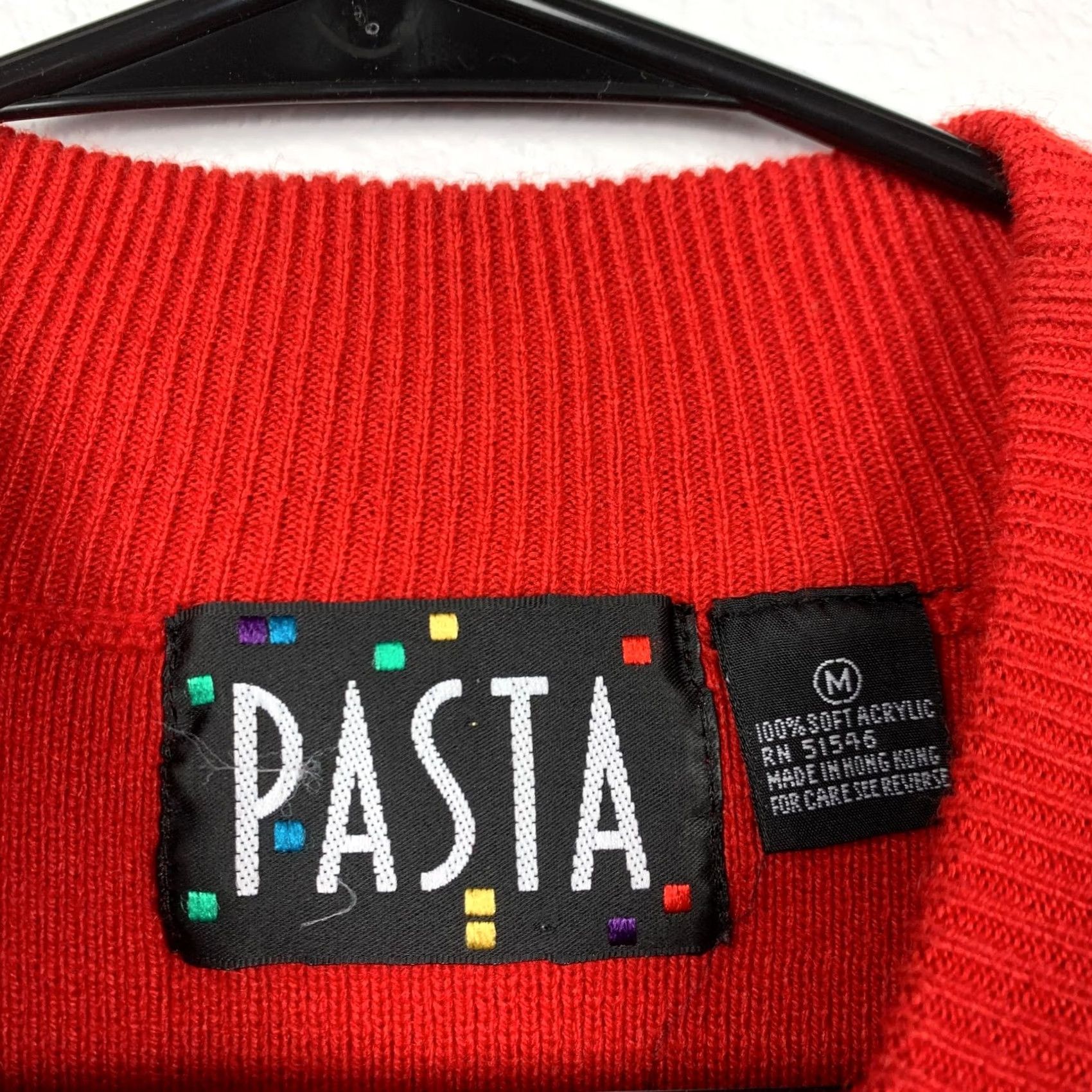 Vintage Vintage Pasta Red Striped Mockneck Acrylic Sweater M Womens 90s 80s Grunge Size M / US 6-8 / IT 42-44 - 3 Thumbnail