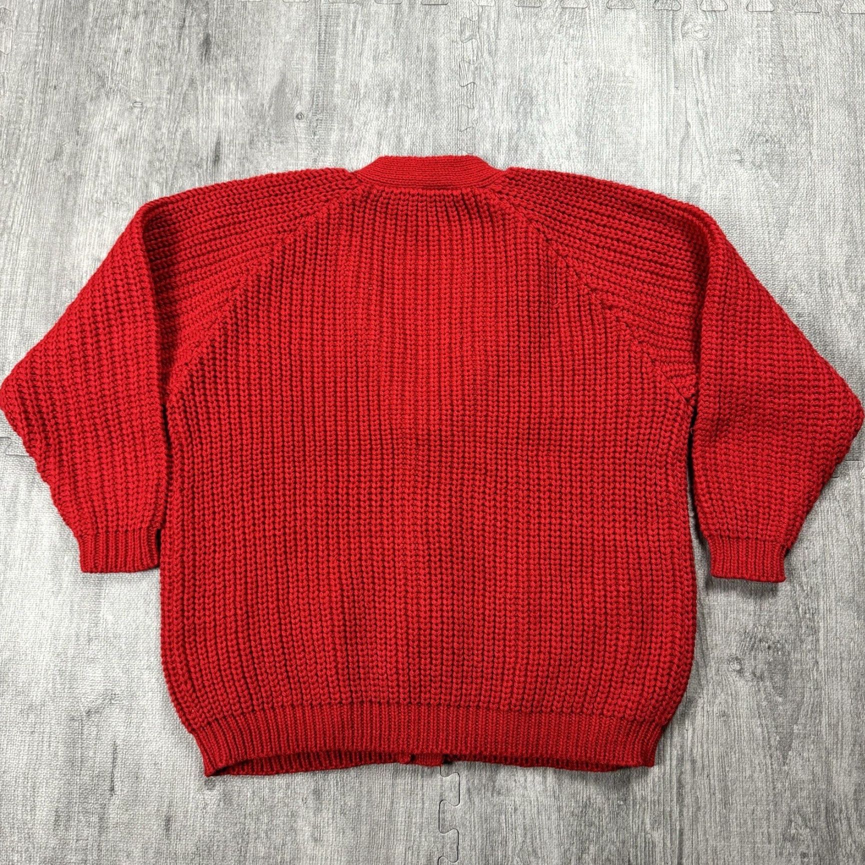 Etro VINTAGE Pasta Chunky Knit Cardigan Sweater M Red Long Sleeve V-Neck 80s Fall Womens Size M / US 6-8 / IT 42-44 - 6 Thumbnail