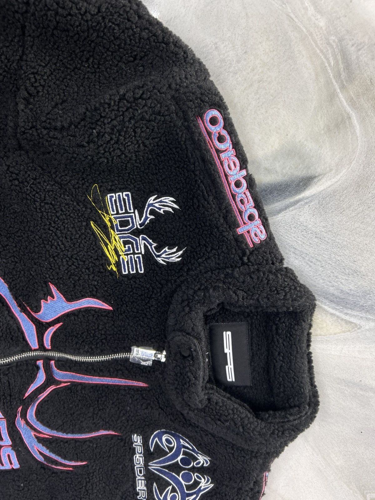 Sp5der Sp5der Black Sherpa Hunter Moto Jacket Zip Up Size M Size US M / EU 48-50 / 2 - 8 Thumbnail