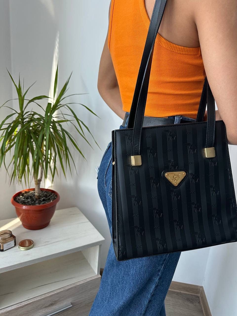 Maison Mollerus × Vintage Vintage Maison Mollerus Black Nylon Monogram Bag Size ONE SIZE - 10 Thumbnail