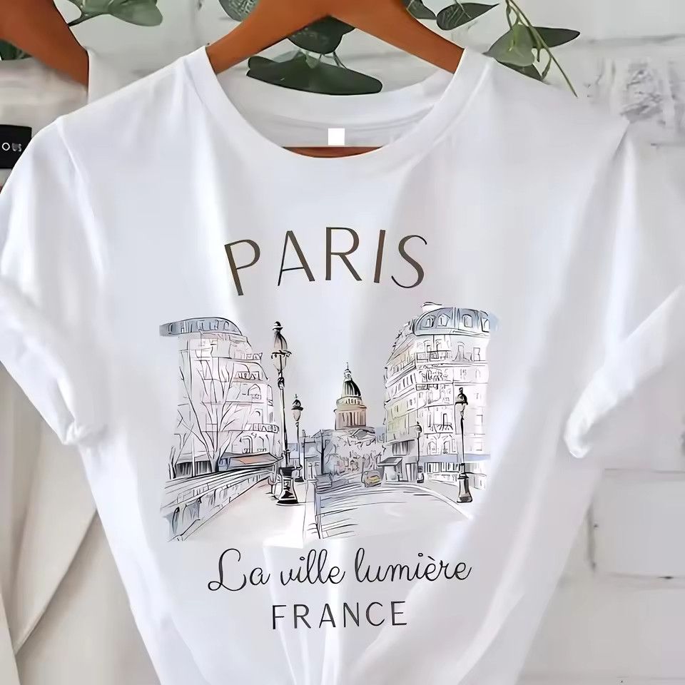 Other 90s T-Shirt Paris Women ShortSleeve Casual Top Summer Spring Size ONE SIZE - 1 Thumbnail