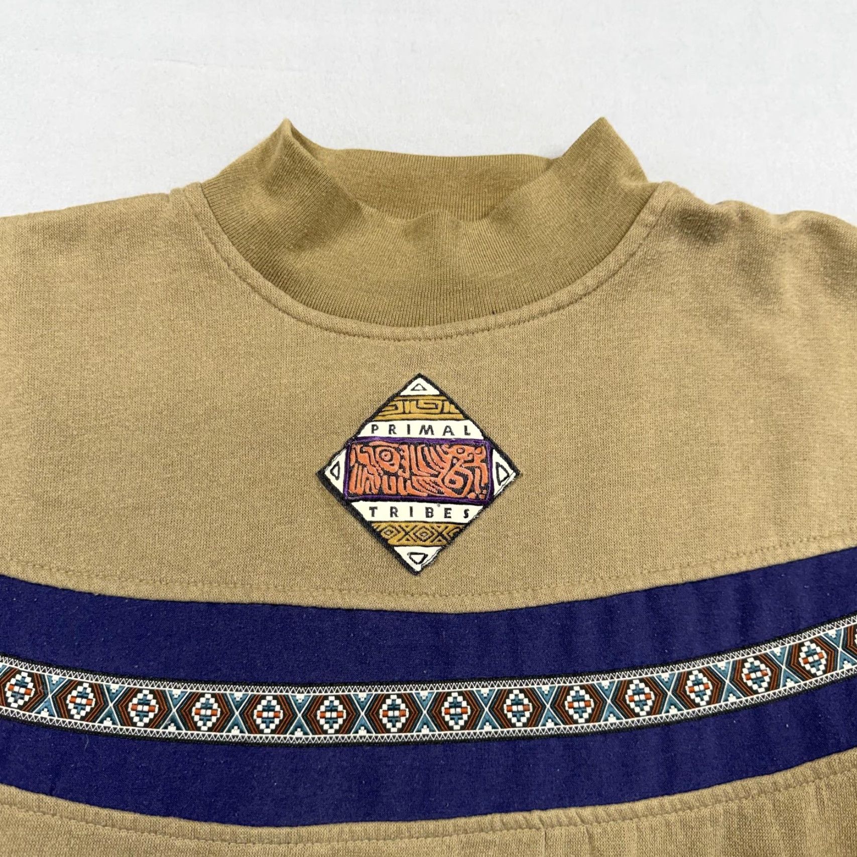 Vintage VINTAGE Gitano Sweatshirt Mens M Beige Fleece Mock Neck Pullover Aztec Tribal Geometric Graphic Print Size US M / EU 48-50 / 2 - 2 Thumbnail