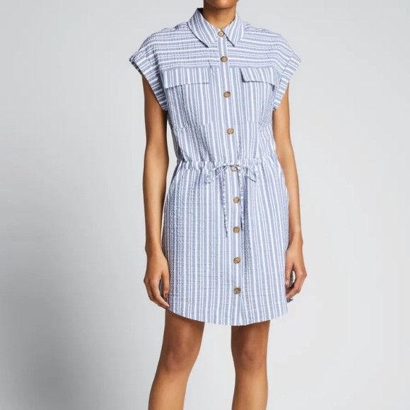 Veronica Beard Veronica Beard Cris Striped Shirtdress Size XS / US 0-2 / IT 36-38 - 9 Thumbnail