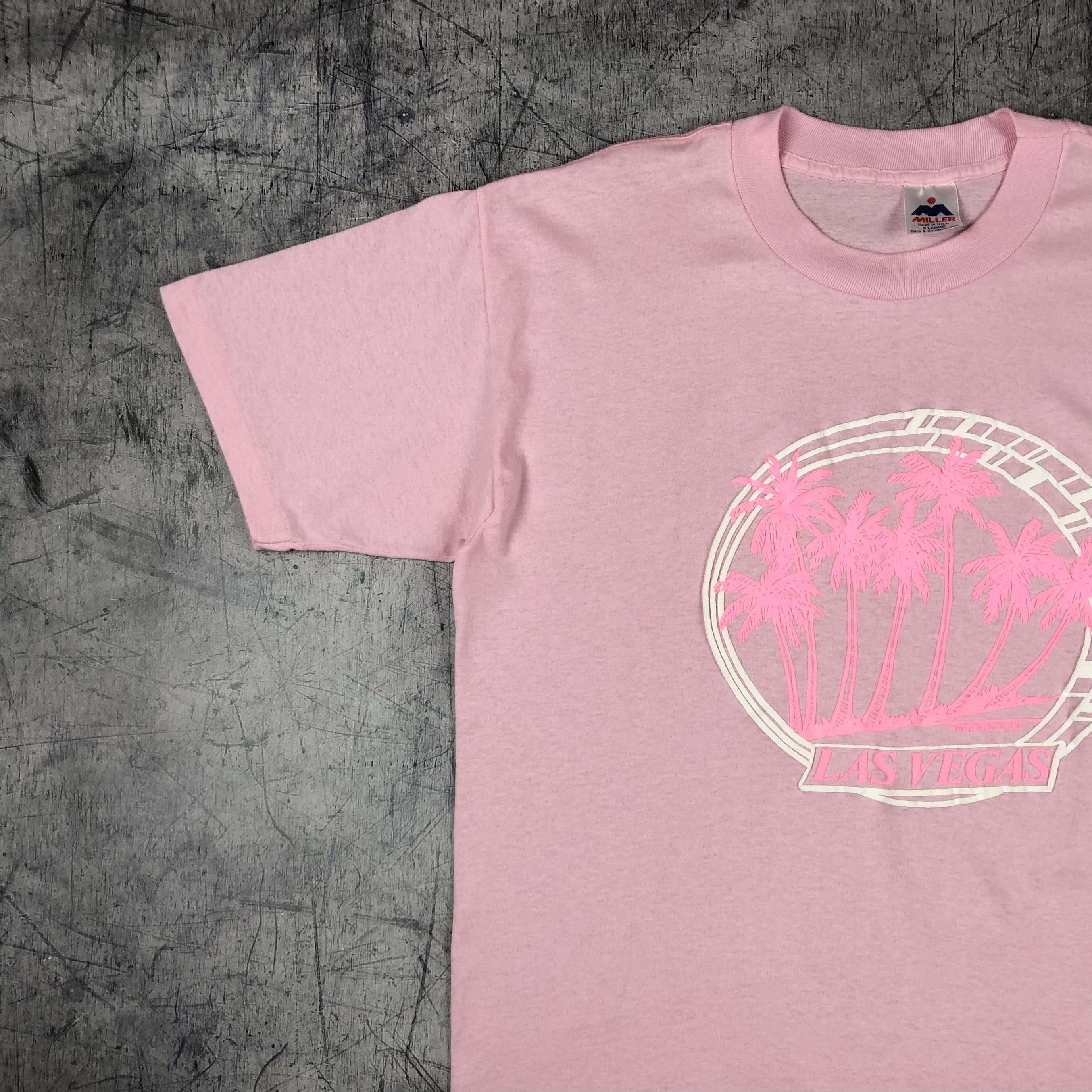 Vintage 1989 Las Vegas Puff Print Pink Tee Size US XL / EU 56 / 4 - 9 Thumbnail