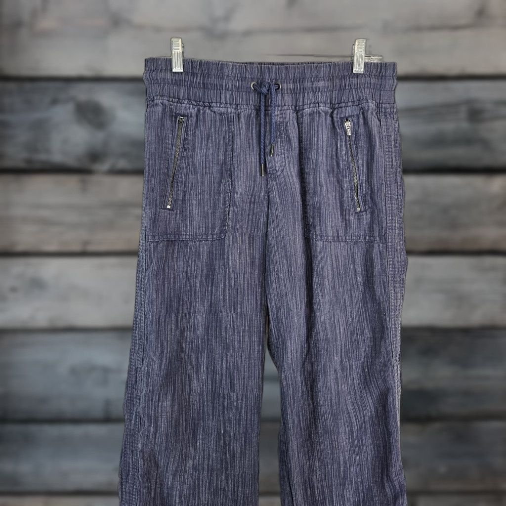 Athleta Athleta Womens Cabo Textured Wide Leg Linen Pants Sz 6 Blue Pull On Pockets Size 28" / US 6 / IT 42 - 1 Thumbnail