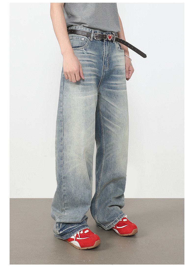 Japanese Brand American retro men's blue wide-leg loose straight-leg jeans Size US 32 / EU 48 - 4 Thumbnail