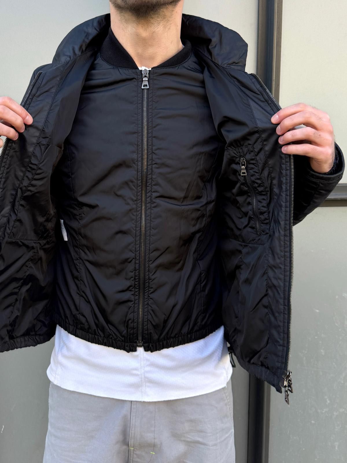 Prada Prada Main Line Nylon/Leather Double Layer Jet Black Jacket Size S / US 4 / IT 40 - 5 Thumbnail