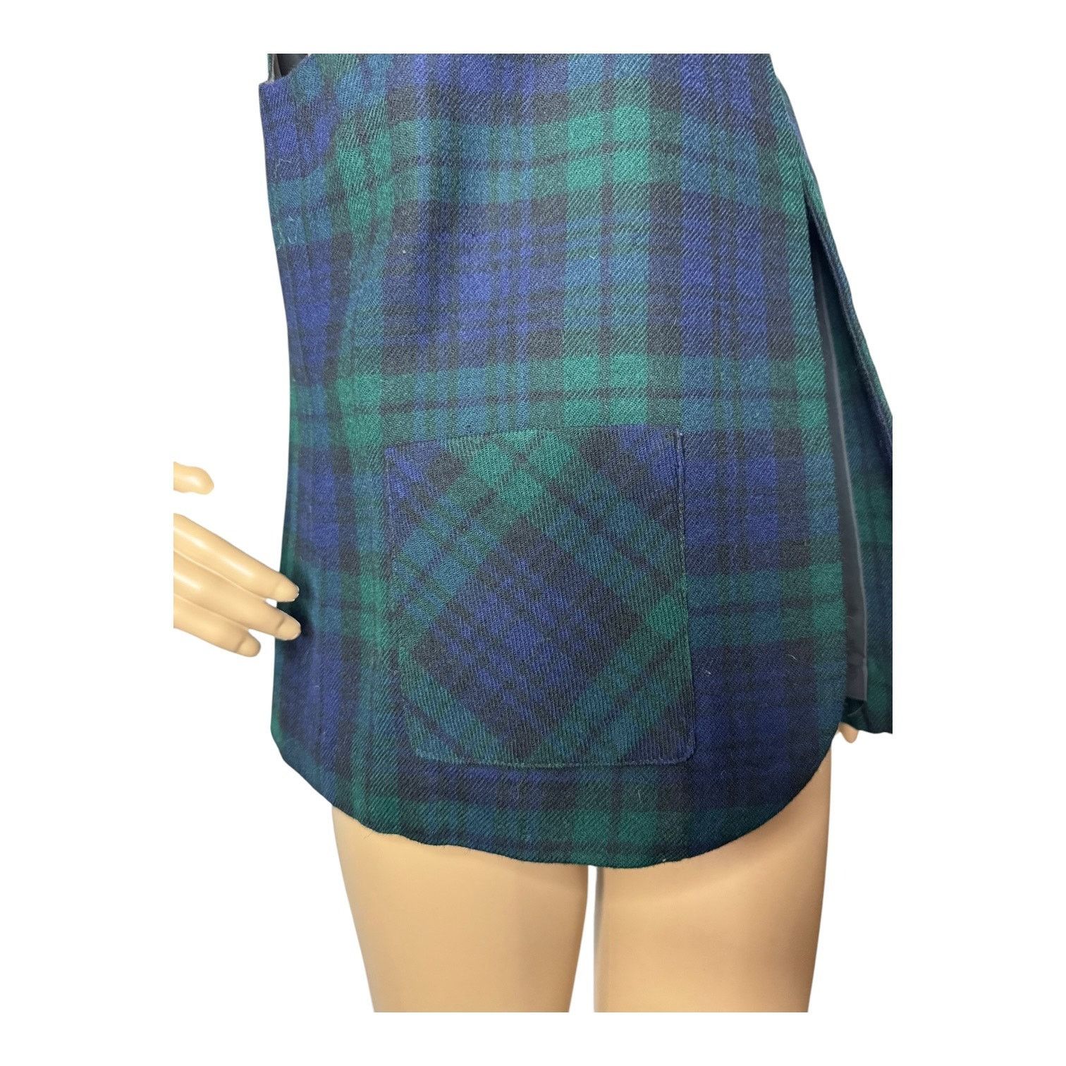 Vintage Vtg Plaid Green wool open front pocketed vest lined medium Size M / US 6-8 / IT 42-44 - 6 Thumbnail