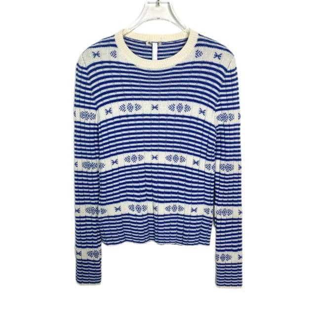 Miu Miu Miu Miu Blue & White Striped Knit Sweater Size 40 Crew Neck Size S / US 4 / IT 40 - 1 Thumbnail