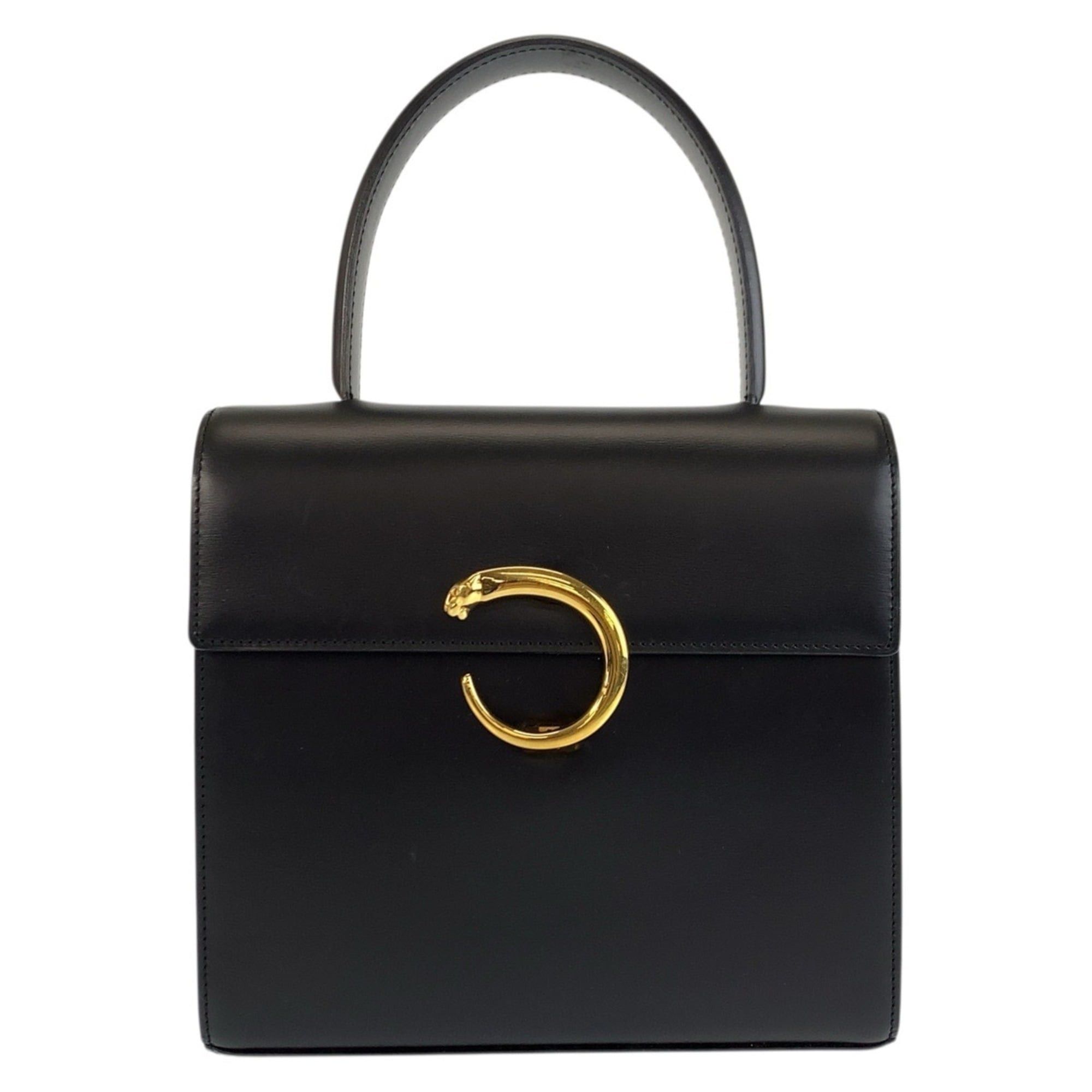 Cartier Cartier Panthère Black Leather Handbag with Gold Hardware for Women Size ONE SIZE - 1 Thumbnail