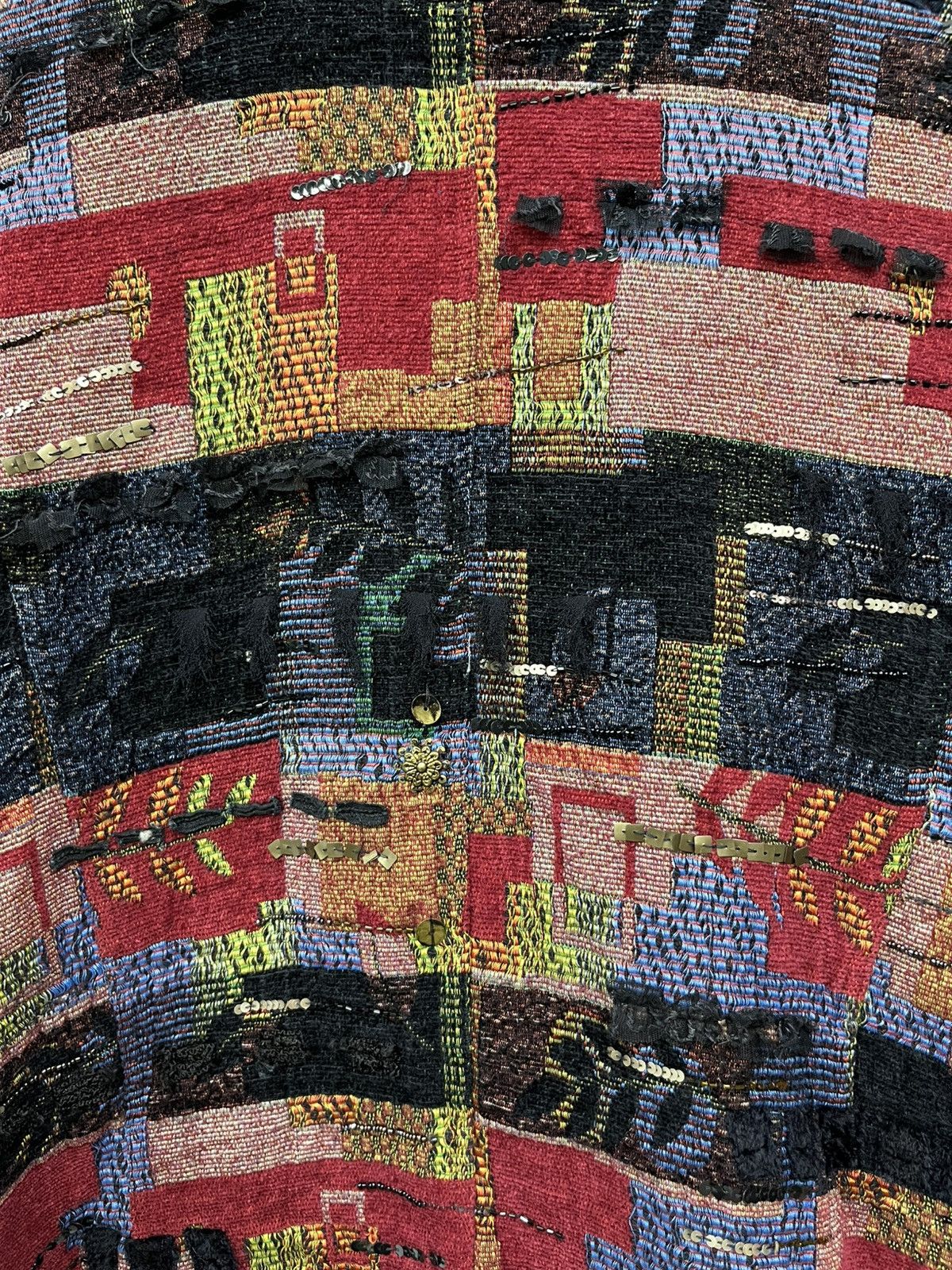 Chicos Vtg Tapestry Patchwork Art Blazer Grunge Avant Garde Jacket Size M / US 6-8 / IT 42-44 - 17 Thumbnail