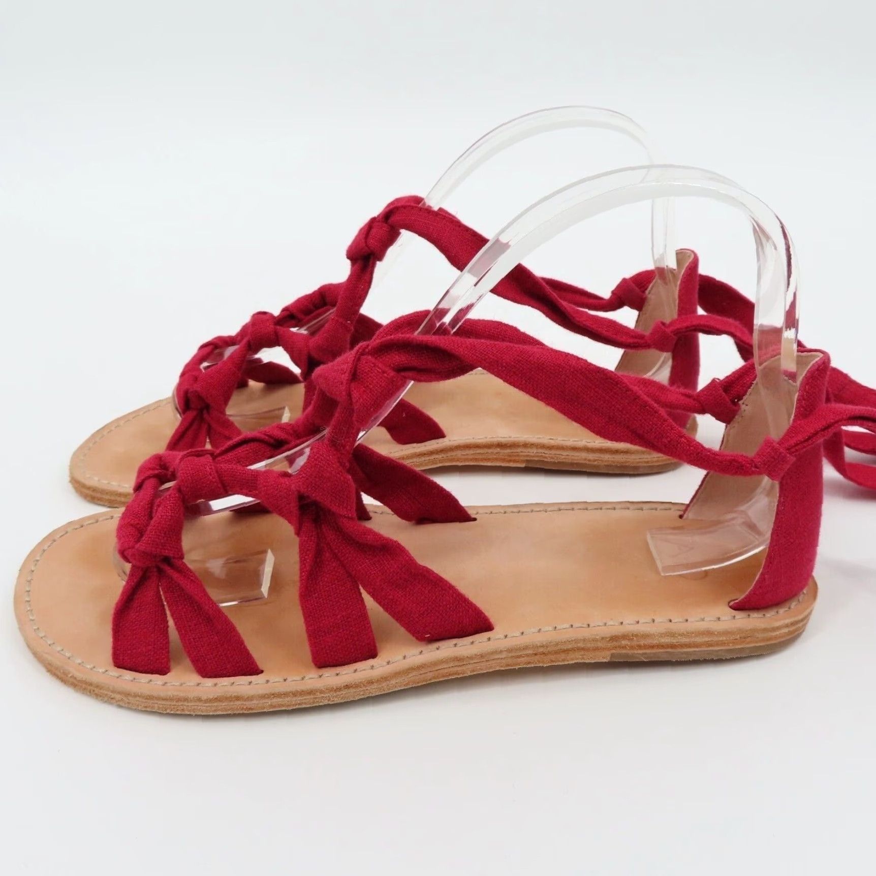 Vintage AD & Daughters Sandal Womens 8 Gladiator Open Toe Lace Up Flat Red Bristela Shoes Size US 8 / IT 38 - 4 Thumbnail