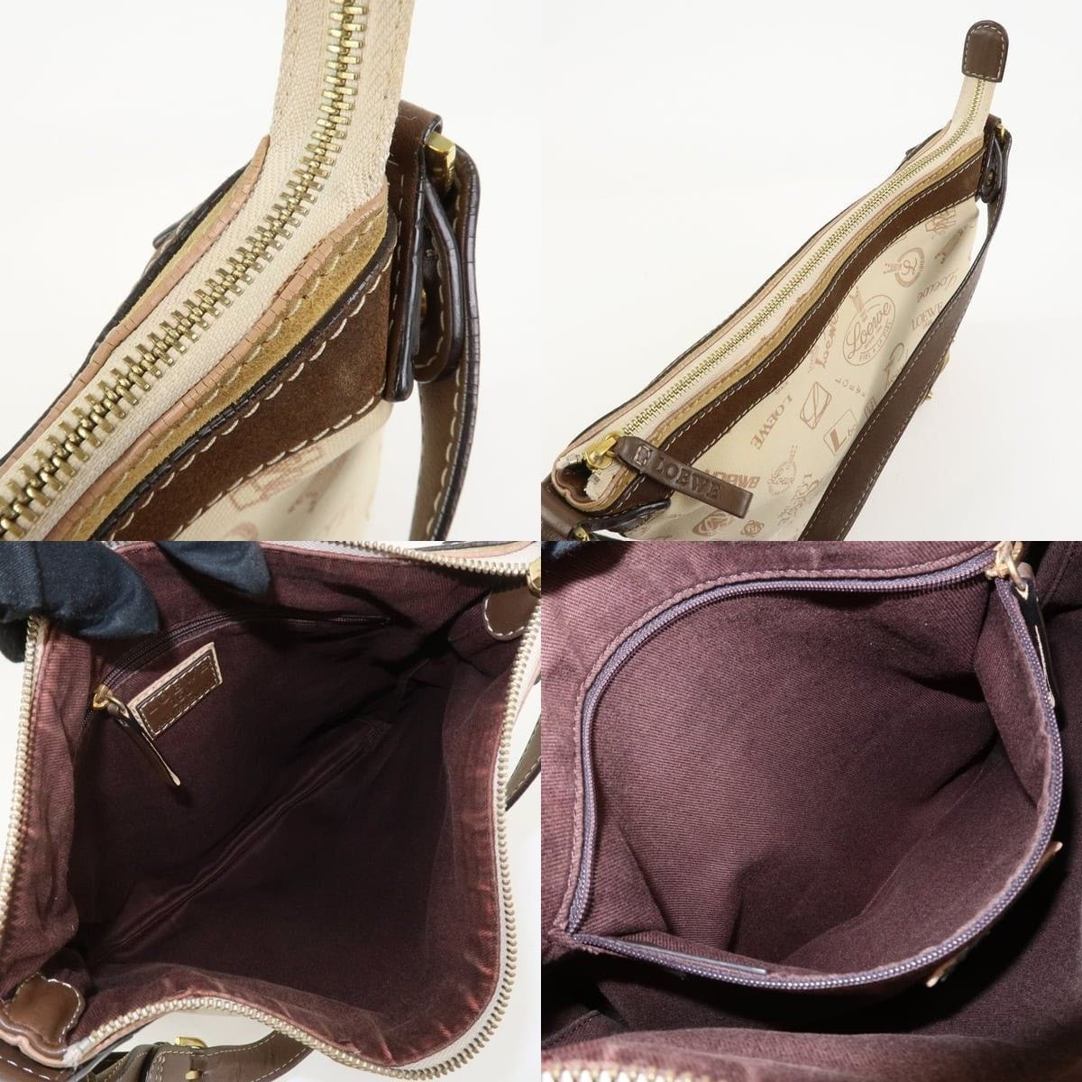 Loewe Loewe Anagram Canvas Suede Shoulder Bag Size ONE SIZE - 7 Thumbnail