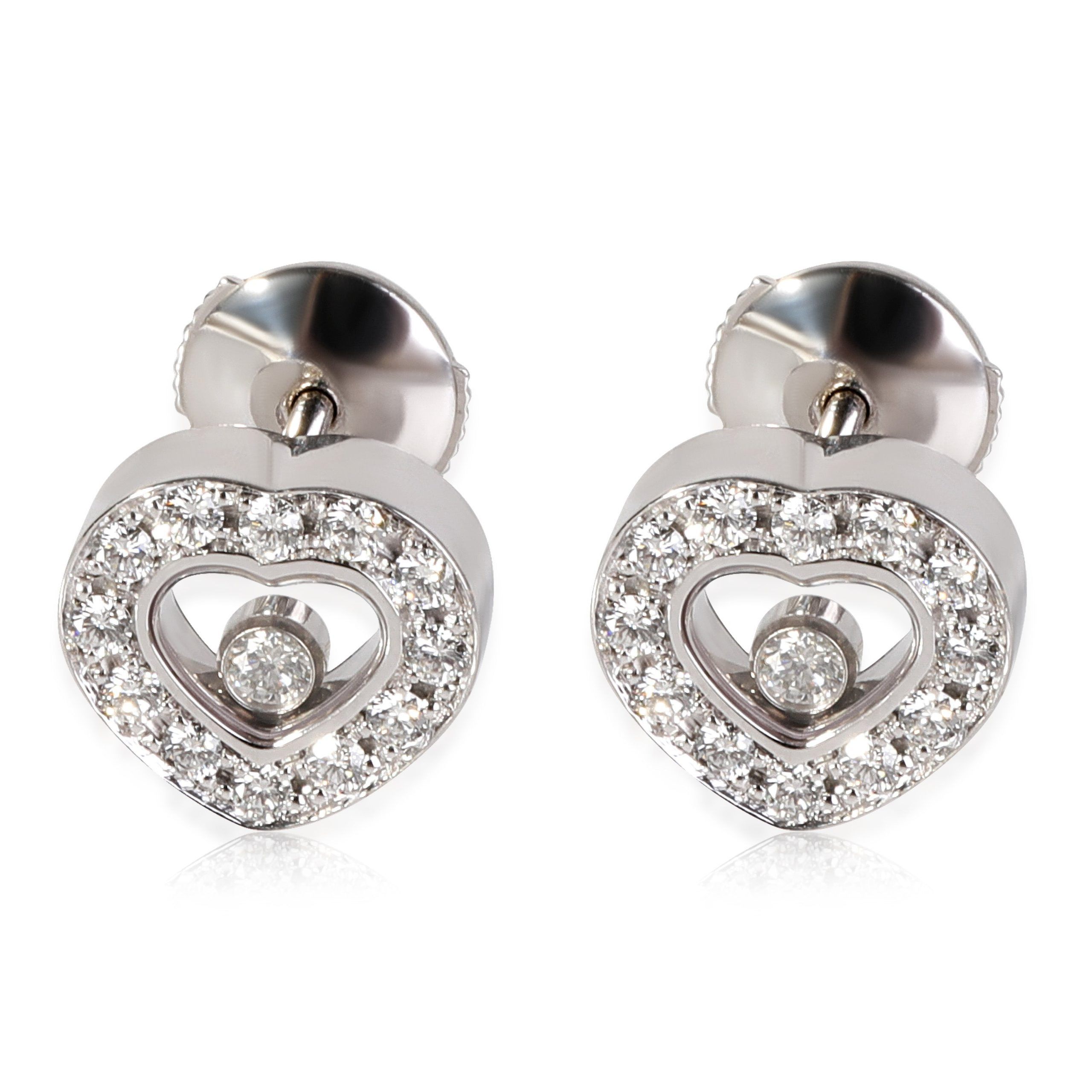 image of Chopard Happy Heart Diamond Earring In 18K White Gold 0.58 Ctw, Women's