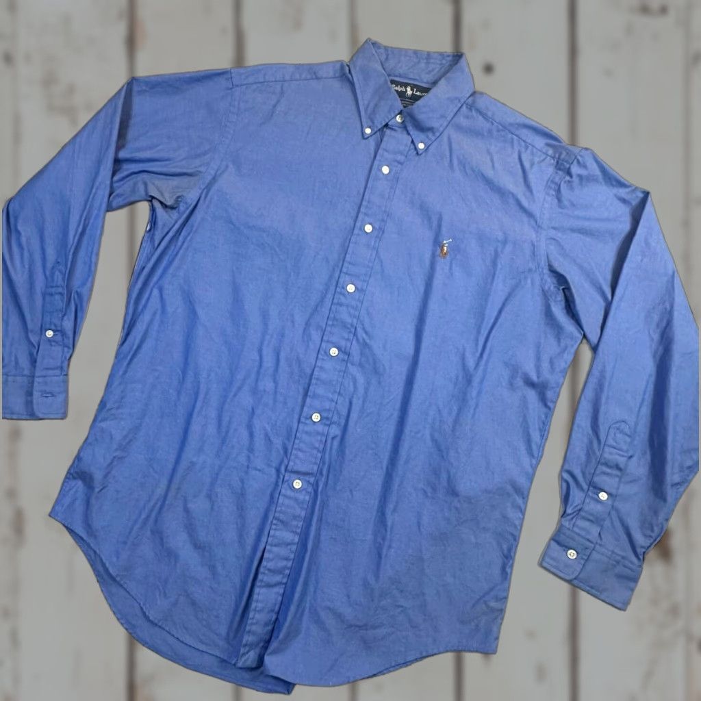 Polo Ralph Lauren Polo Ralph Lauren Button-Down Blue Yarmouth Medium 16/35 Cotton Shirt Mens Classic Blue Polo Ralph Lauren Button-Down Solid Blue 16/35 Cotton Size US M / EU 48-50 / 2 - 1 Thumbnail