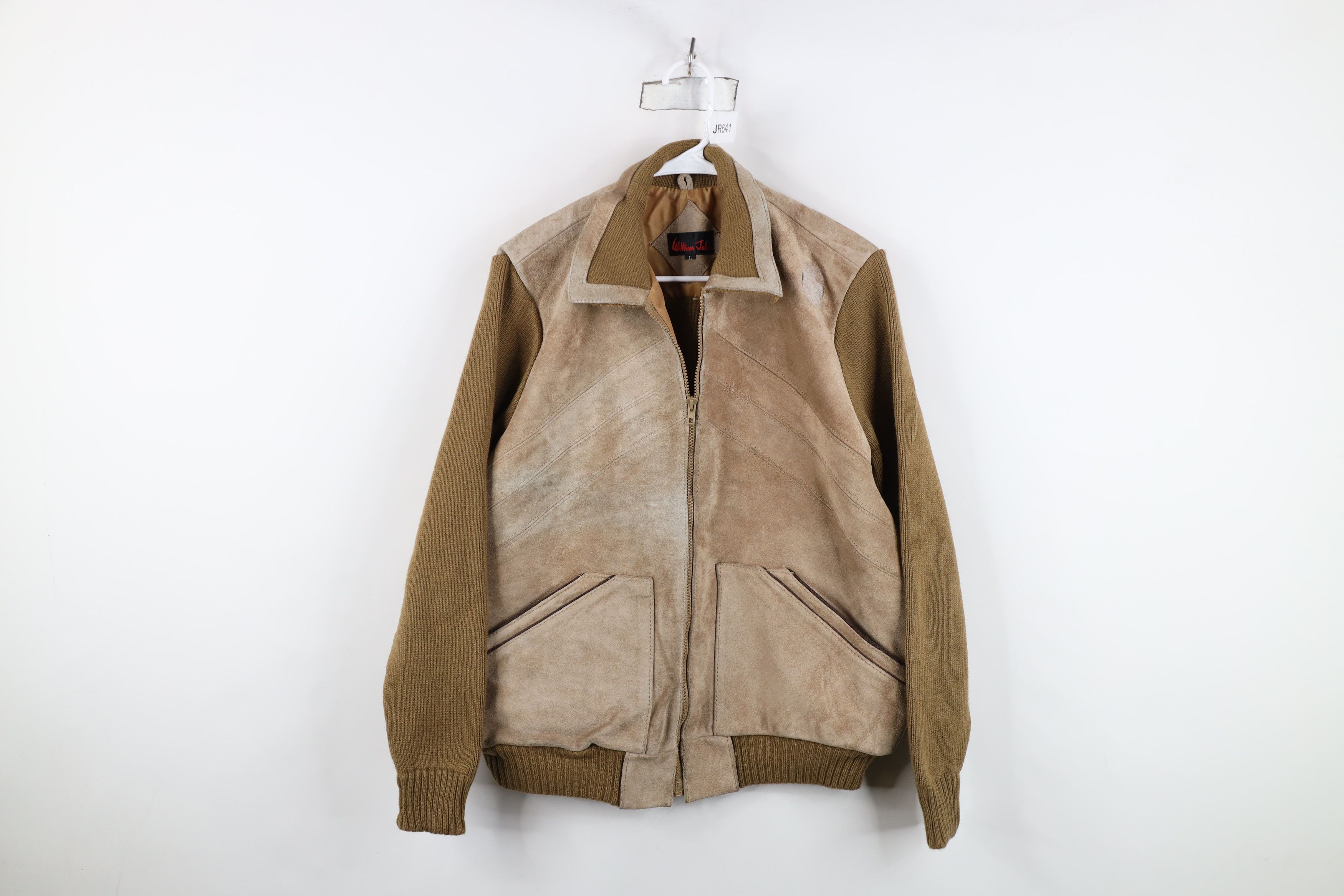 Vintage Vintage 70s Streetwear Leather Knit Sweater Jacket Swacket Size US L / EU 52-54 / 3 - 1 Thumbnail