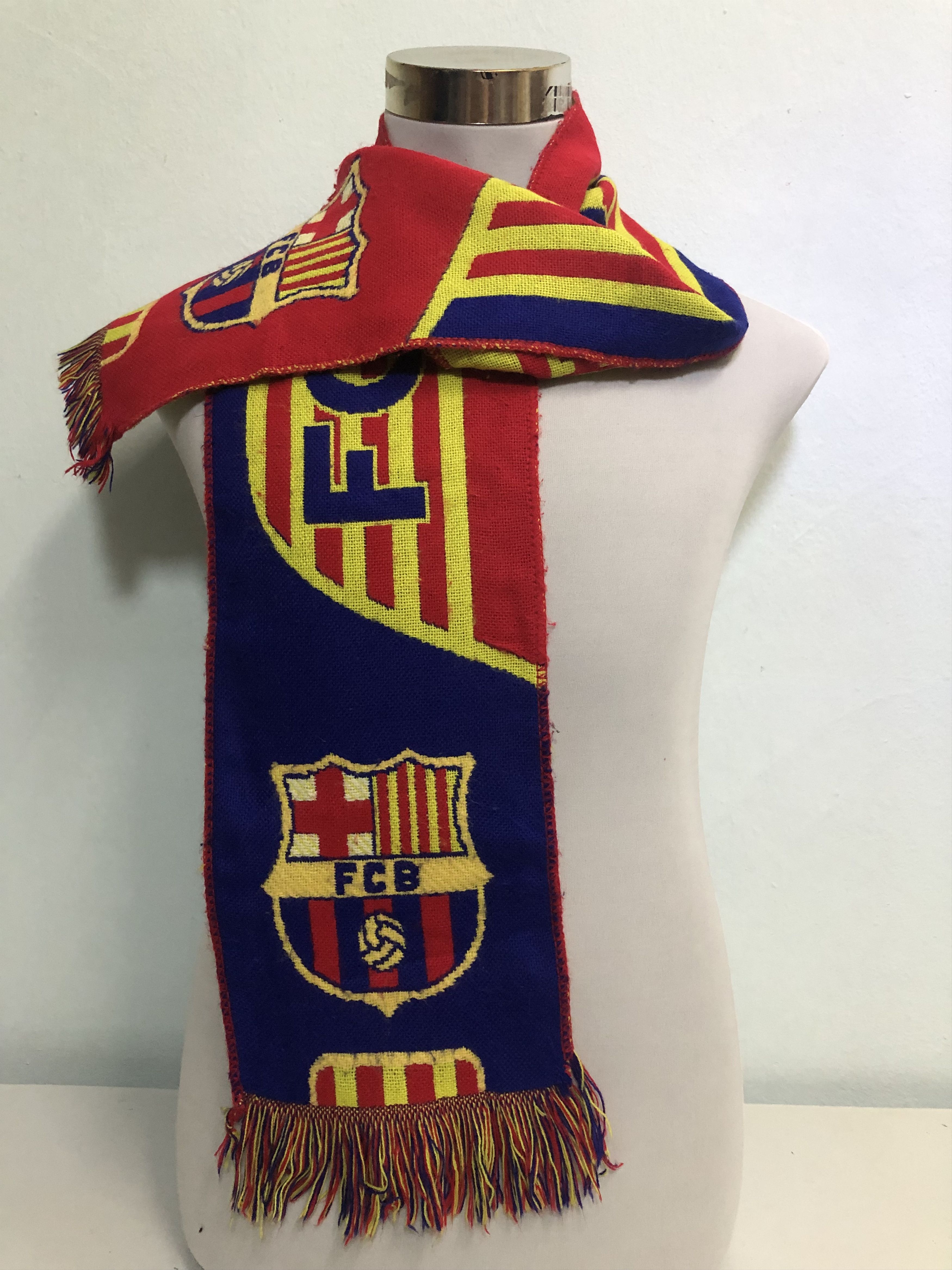 【vintage FC Barcelona football scarf】 Vintage FC Barcelona Muffler Scarf Spain - Etsy