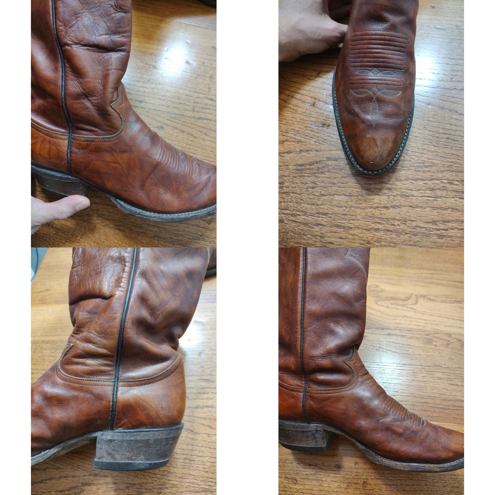 Tony Lama VINTAGE Tony Lama Boots Cowboy Western 9.5 D Brown Leather USA Marbled Boots Mens US 9.5 D Brown Leather Texas USA Marbled Size US 10 / EU 43 - 8 Thumbnail